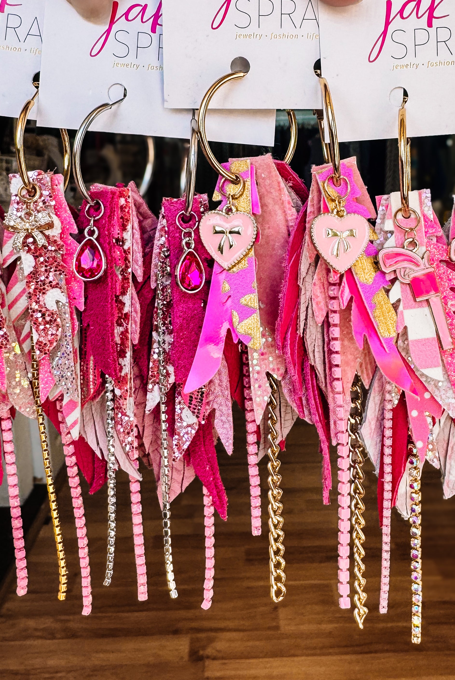 Jak Sprat Pink Monochromatic Collection: Mini Mic Drop Dangles-Earrings-Dear Me Southern Boutique, located in DeRidder, Louisiana