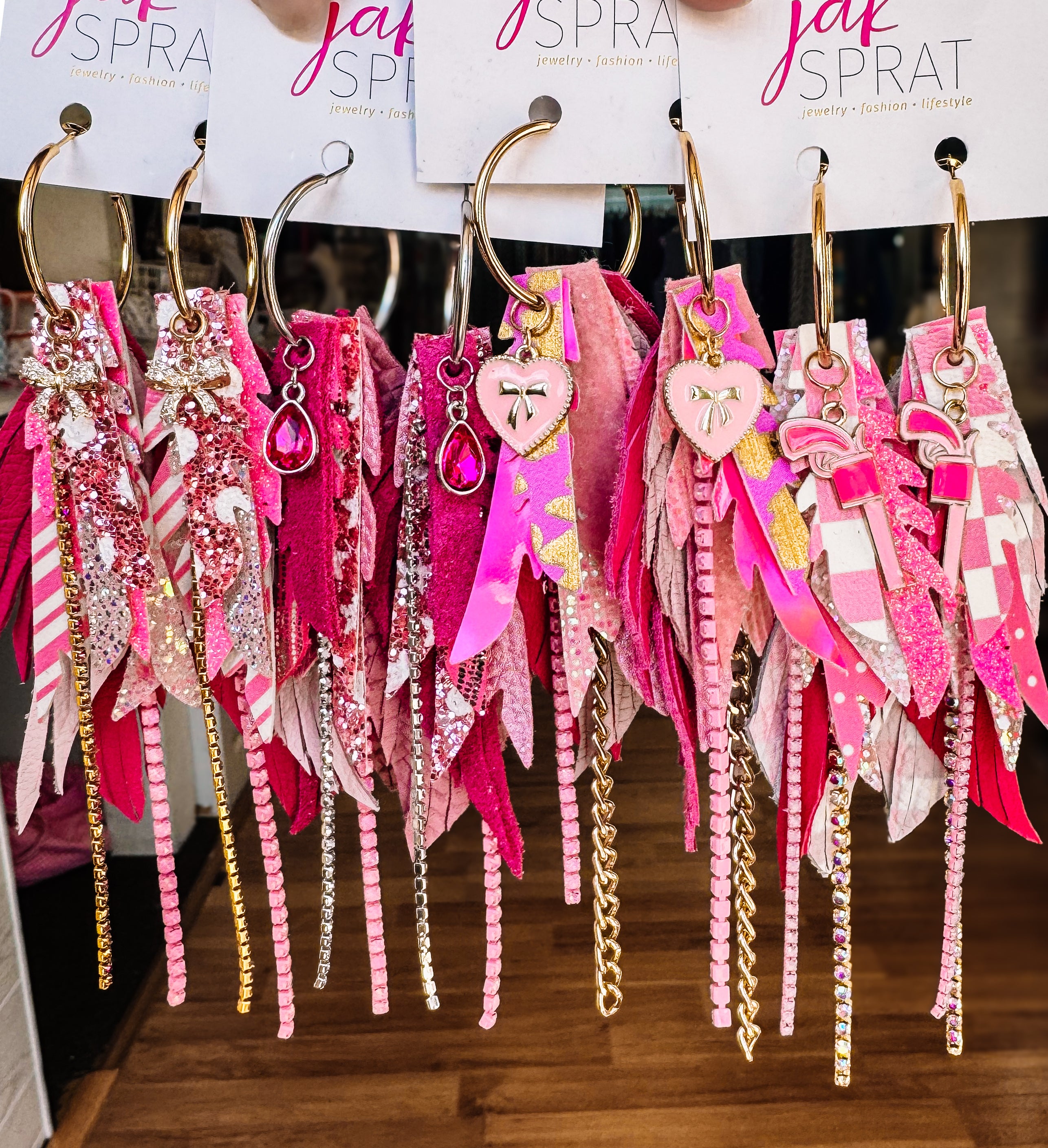 Jak Sprat Pink Monochromatic Collection: Mini Mic Drop Dangles-Jewelry - Earrings-Dear Me Southern Boutique, located in DeRidder, Louisiana
