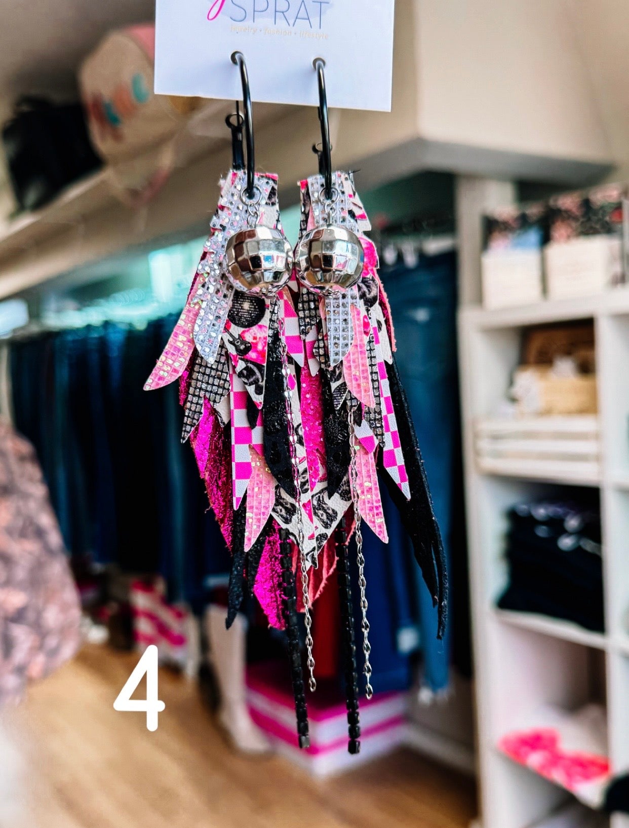 Jak Sprat Pink Pony Club Collection: Medium Mic Drop Dangles-Earrings-Dear Me Southern Boutique, located in DeRidder, Louisiana