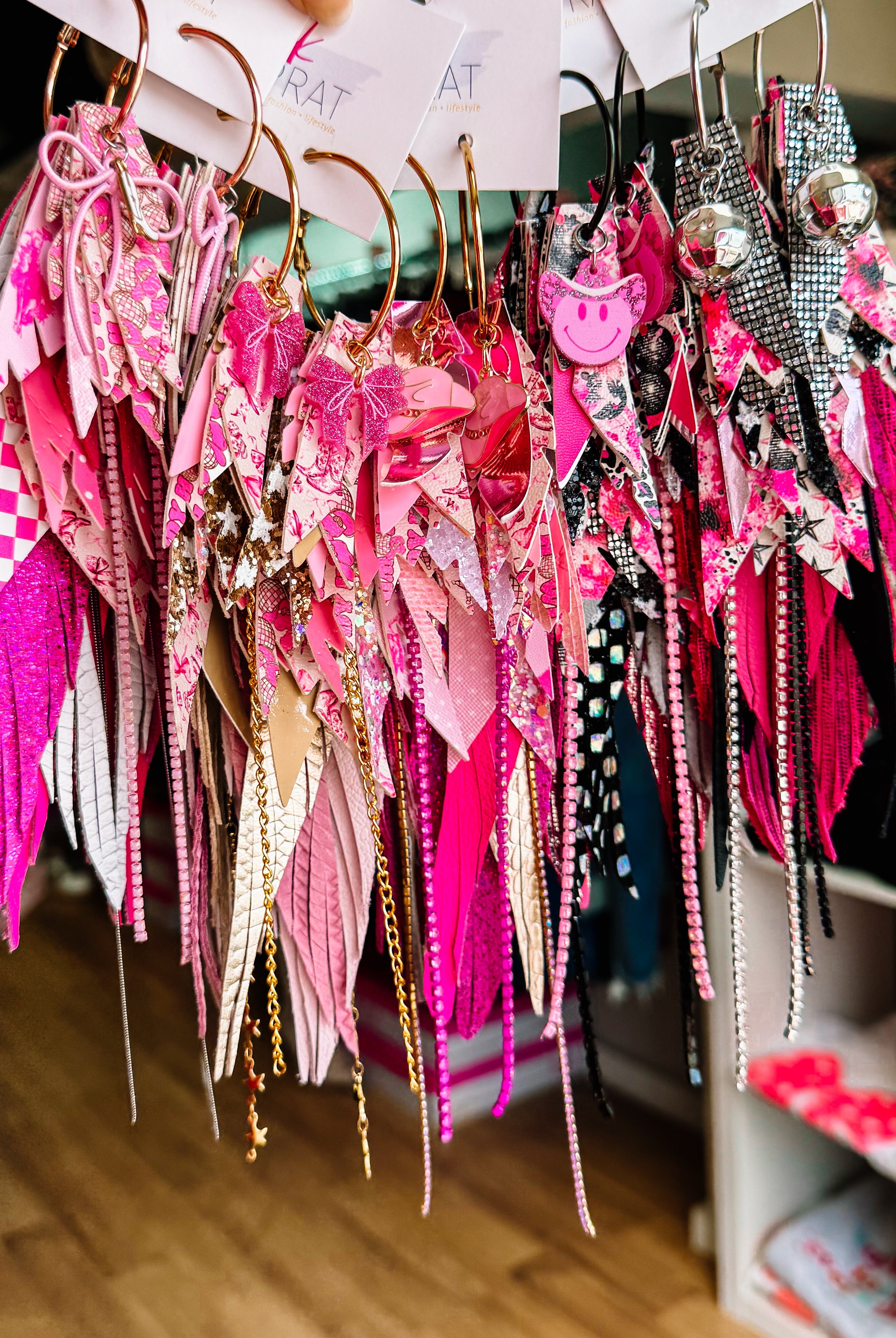 Jak Sprat Pink Pony Club Collection: Mega Mic Drop-Earrings-Dear Me Southern Boutique, located in DeRidder, Louisiana