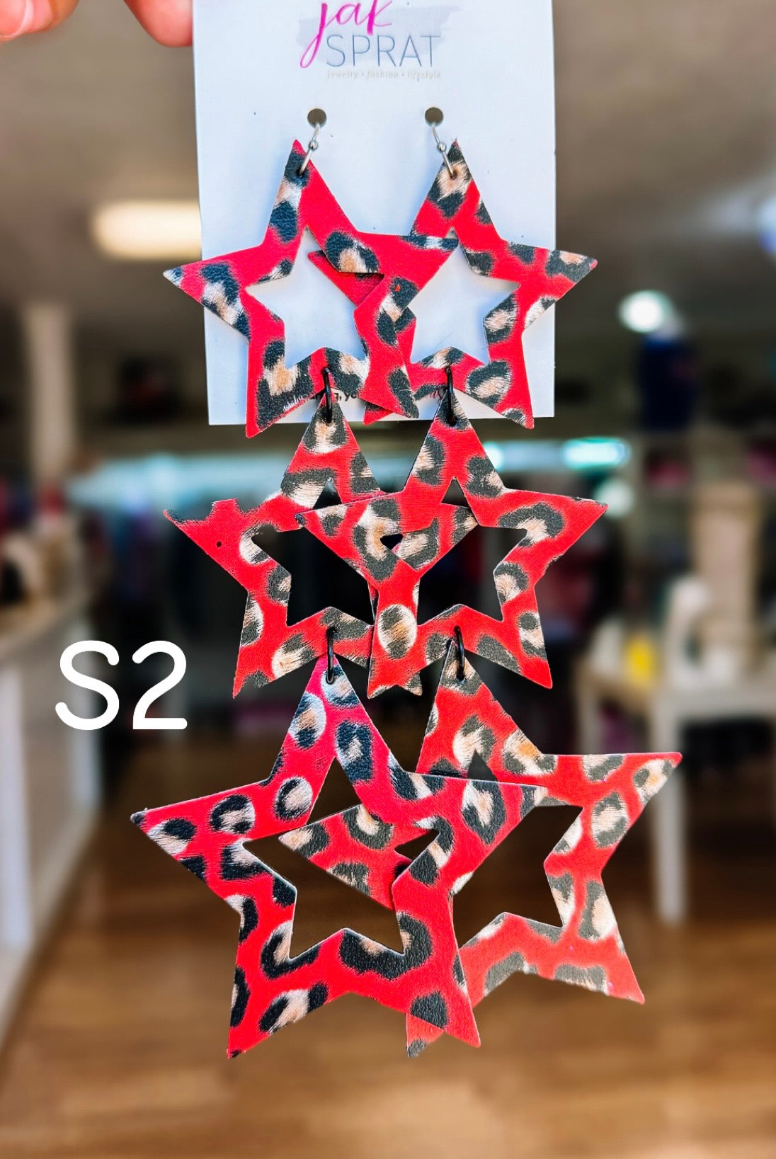 Jak Sprat Red, White & Blue Star Studded Dangles-Earrings-Dear Me Southern Boutique, located in DeRidder, Louisiana