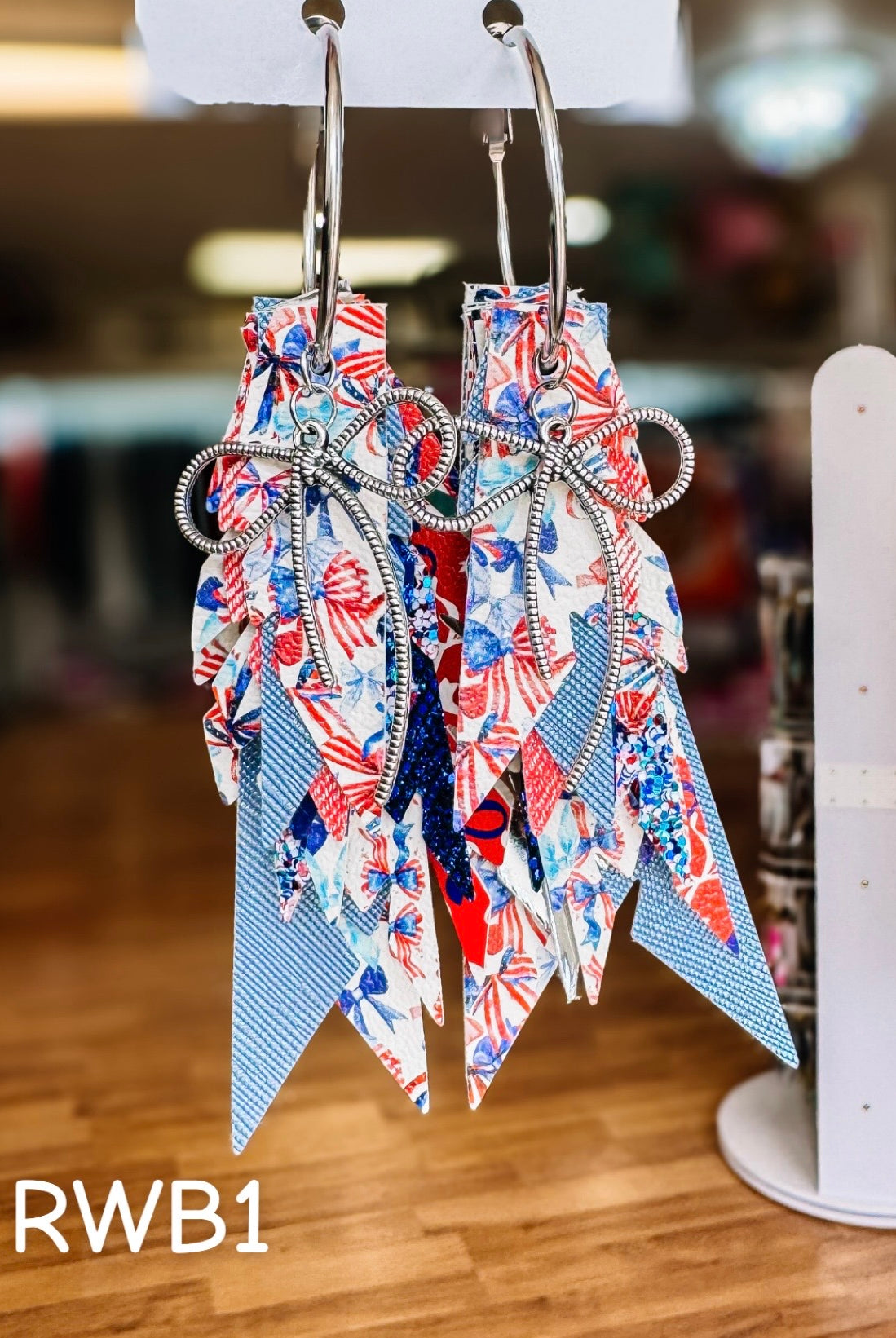 Jak Sprat Red, White, & Bows Collection: Charmed Fabulous Feather Dangles-Earrings-Dear Me Southern Boutique, located in DeRidder, Louisiana