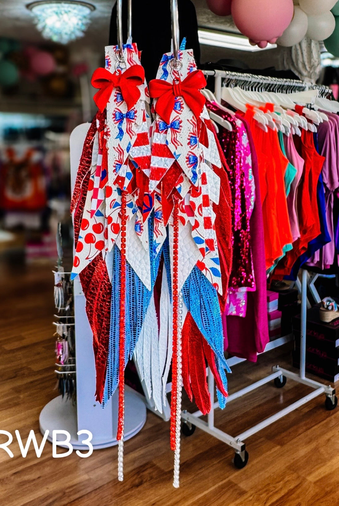 Jak Sprat Red, White, & Bows Collection: Mega Mic Drops-Earrings-Dear Me Southern Boutique, located in DeRidder, Louisiana