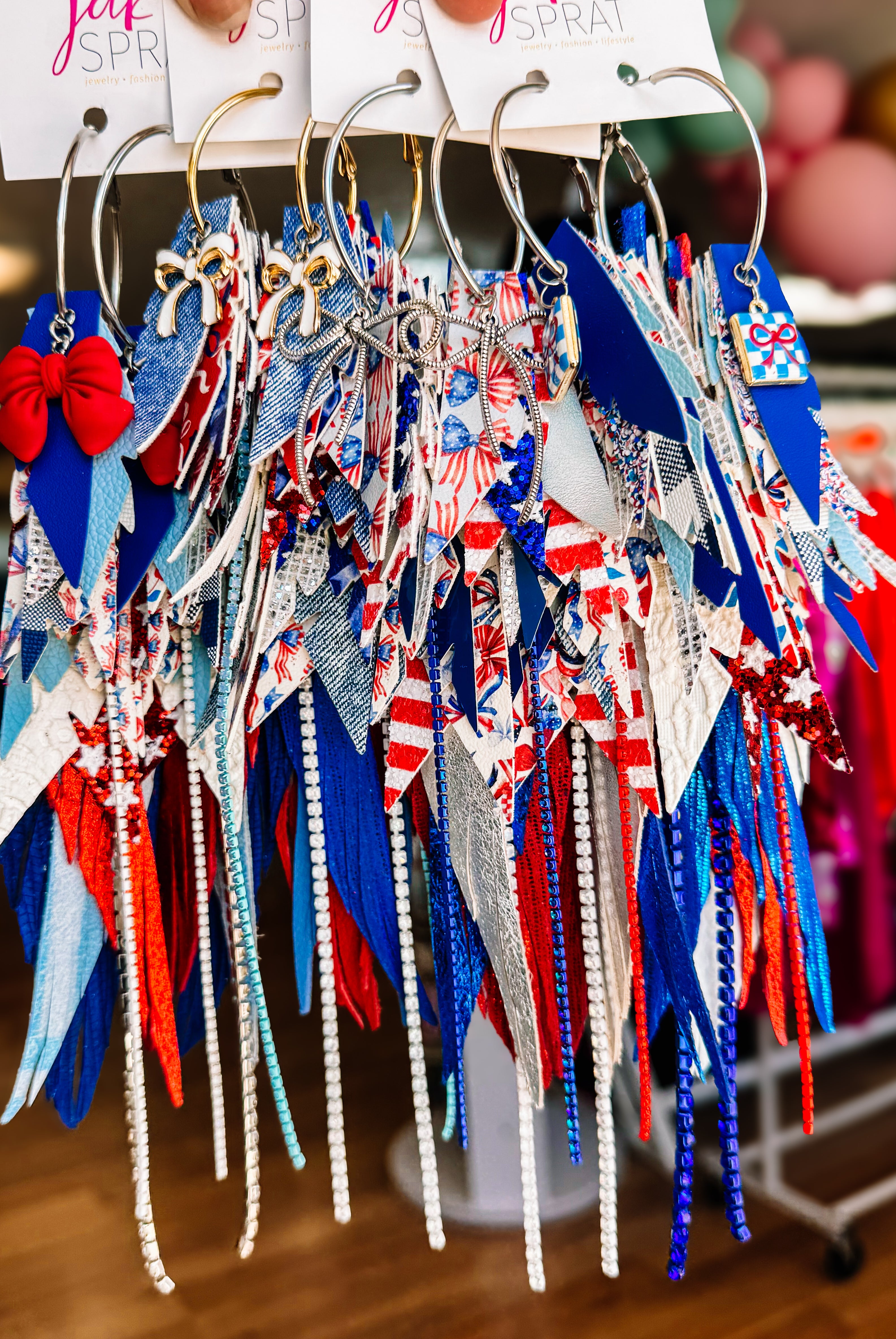 Jak Sprat Red, White, & Bows Collection: Mega Mic Drops-Earrings-Dear Me Southern Boutique, located in DeRidder, Louisiana