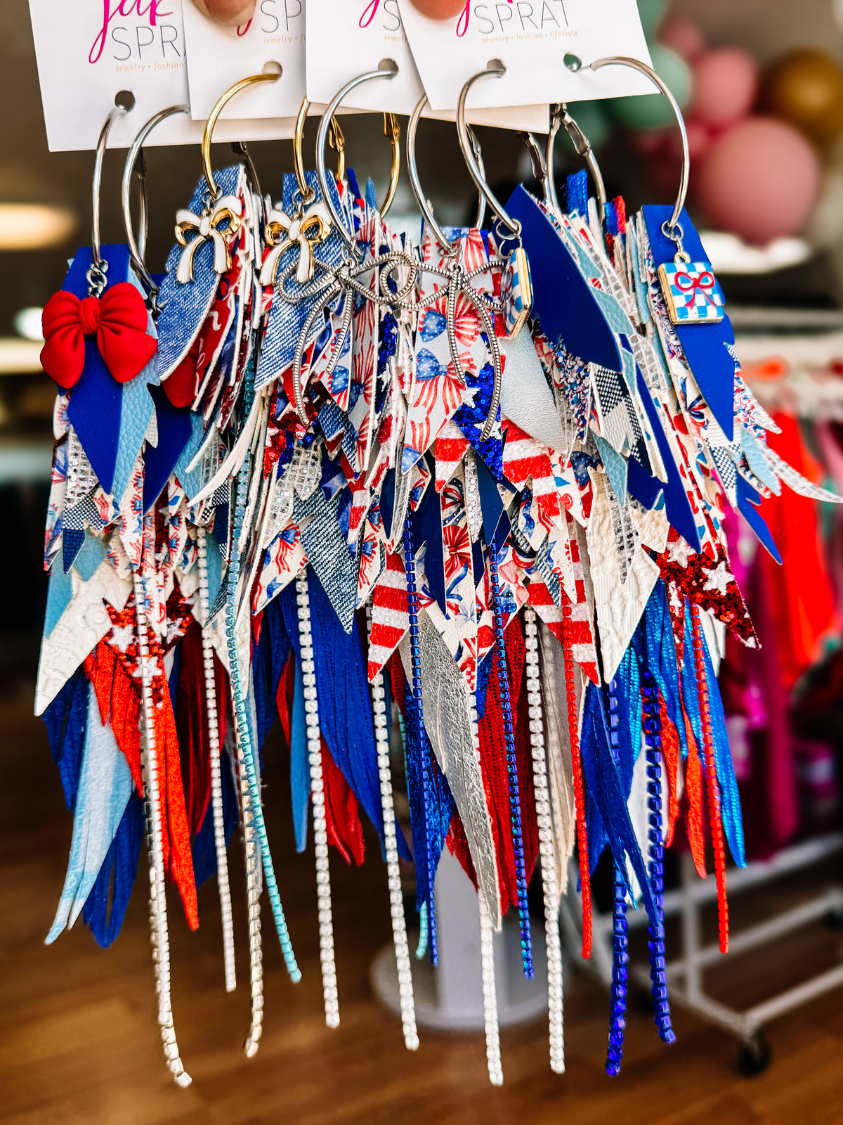 Jak Sprat Red, White, & Bows Collection: Mega Mic Drops-Jewelry - Earrings-Dear Me Southern Boutique, located in DeRidder, Louisiana