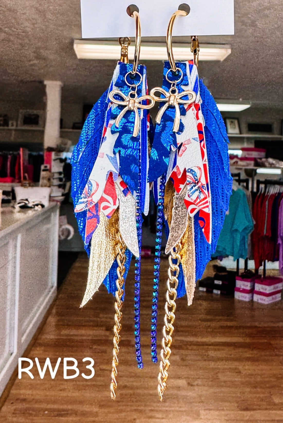 Jak Sprat Red, White & Bows Collection: Mini Mic Drop Dangles-Earrings-Dear Me Southern Boutique, located in DeRidder, Louisiana