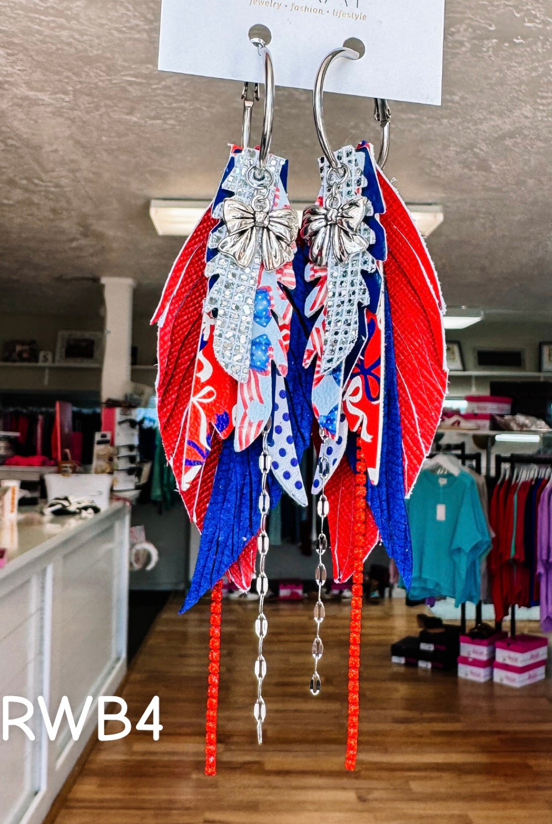Jak Sprat Red, White & Bows Collection: Mini Mic Drop Dangles-Earrings-Dear Me Southern Boutique, located in DeRidder, Louisiana