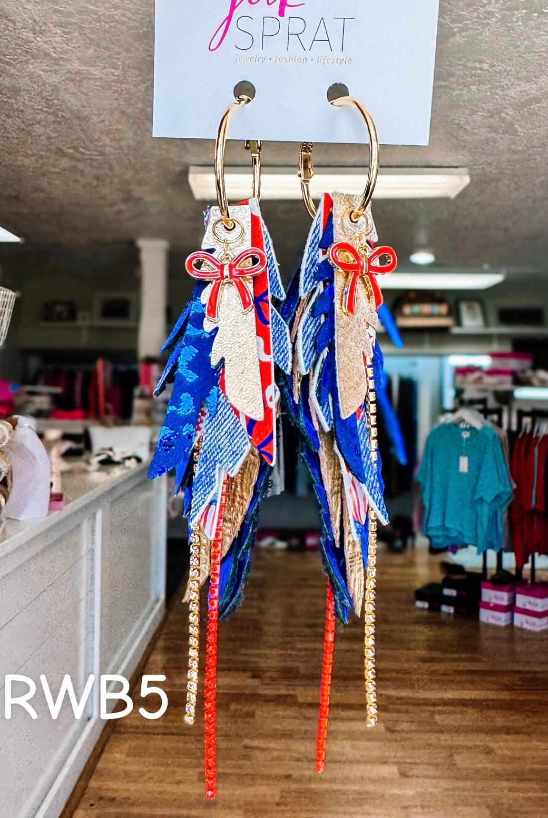 Jak Sprat Red, White & Bows Collection: Mini Mic Drop Dangles-Earrings-Dear Me Southern Boutique, located in DeRidder, Louisiana