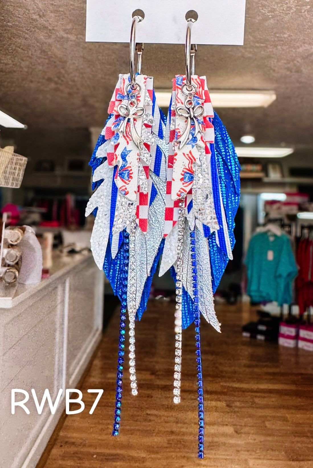 Jak Sprat Red, White & Bows Collection: Mini Mic Drop Dangles-Earrings-Dear Me Southern Boutique, located in DeRidder, Louisiana
