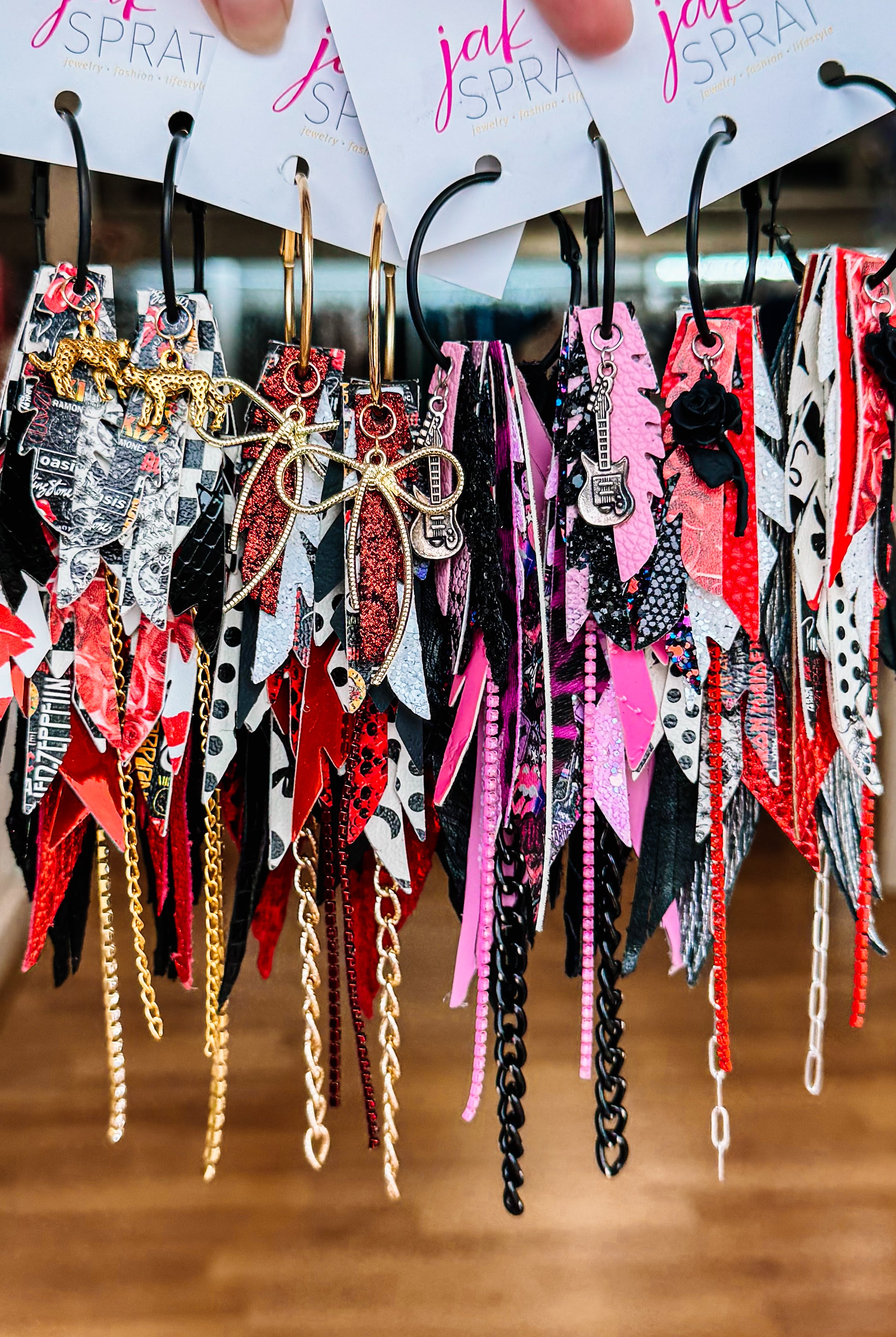 Jak Sprat Rocker Collection: Medium Mic Drop Dangles-Earrings-Dear Me Southern Boutique, located in DeRidder, Louisiana