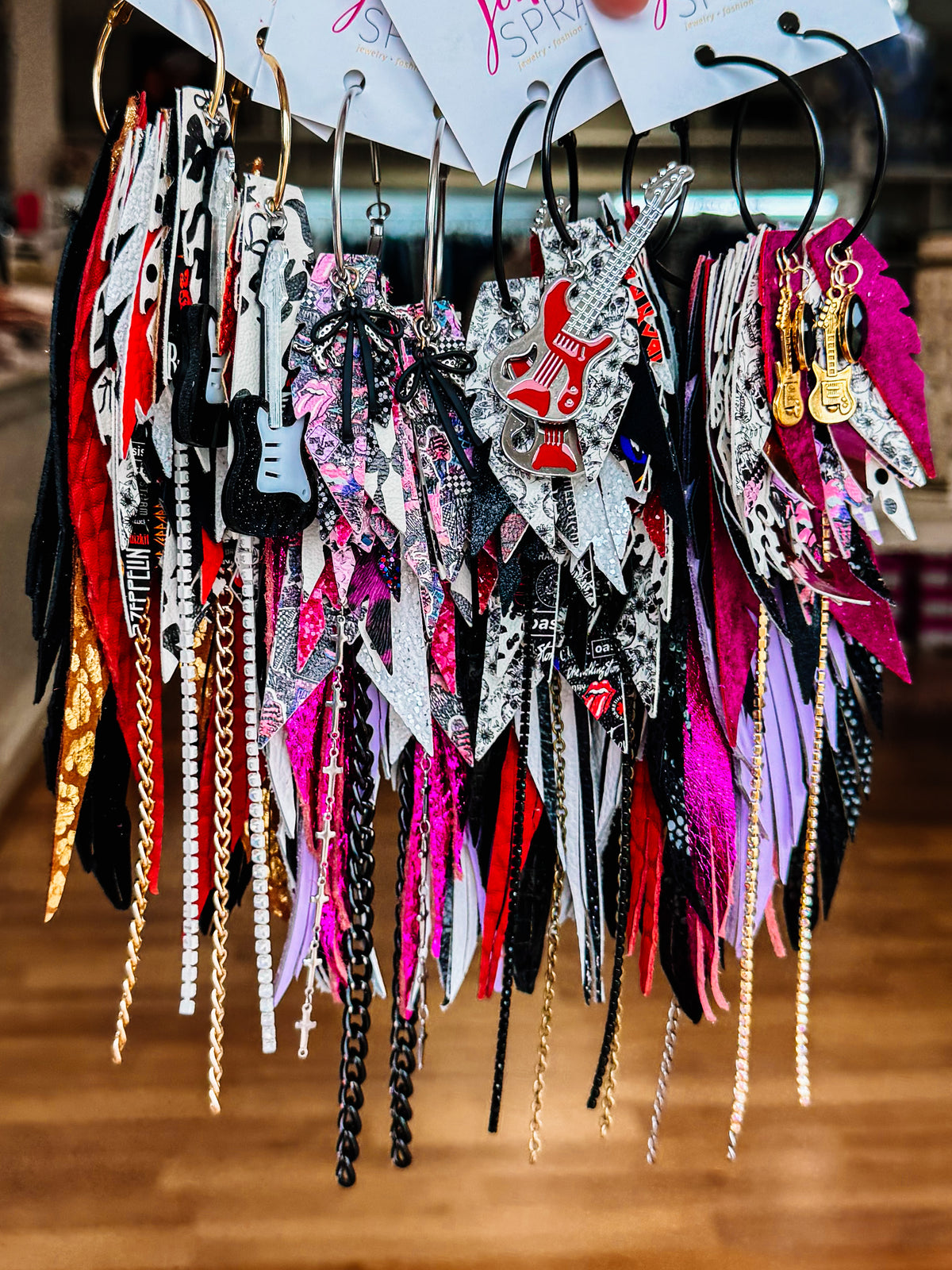 Jak Sprat Rocker Collection: Mega Mic Drop Dangles-Jewelry - Earrings-Dear Me Southern Boutique, located in DeRidder, Louisiana