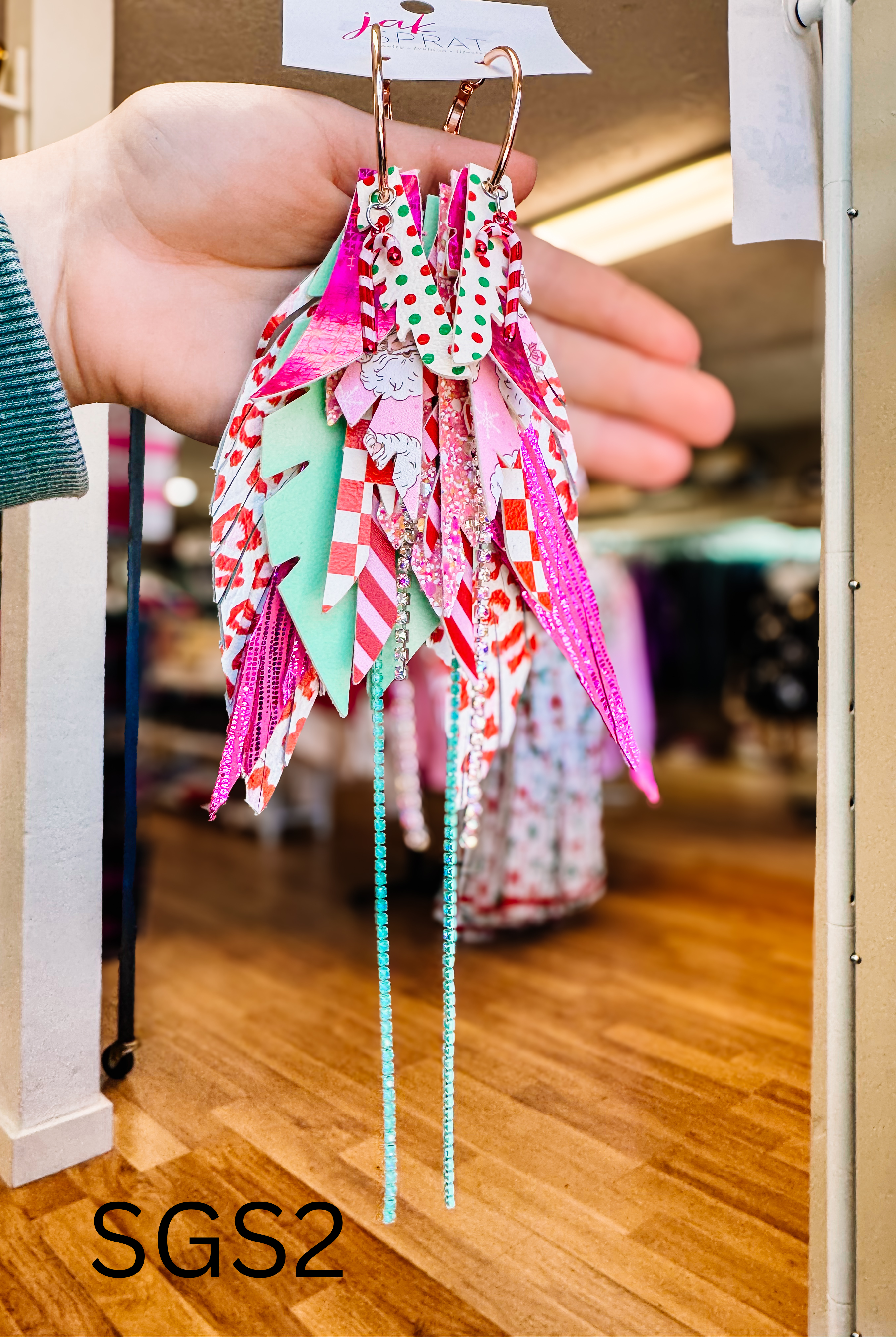 Jak Sprat Sleigh Girl Sleigh Collection: Medium Mic Drop Dangles-Earrings-Dear Me Southern Boutique, located in DeRidder, Louisiana