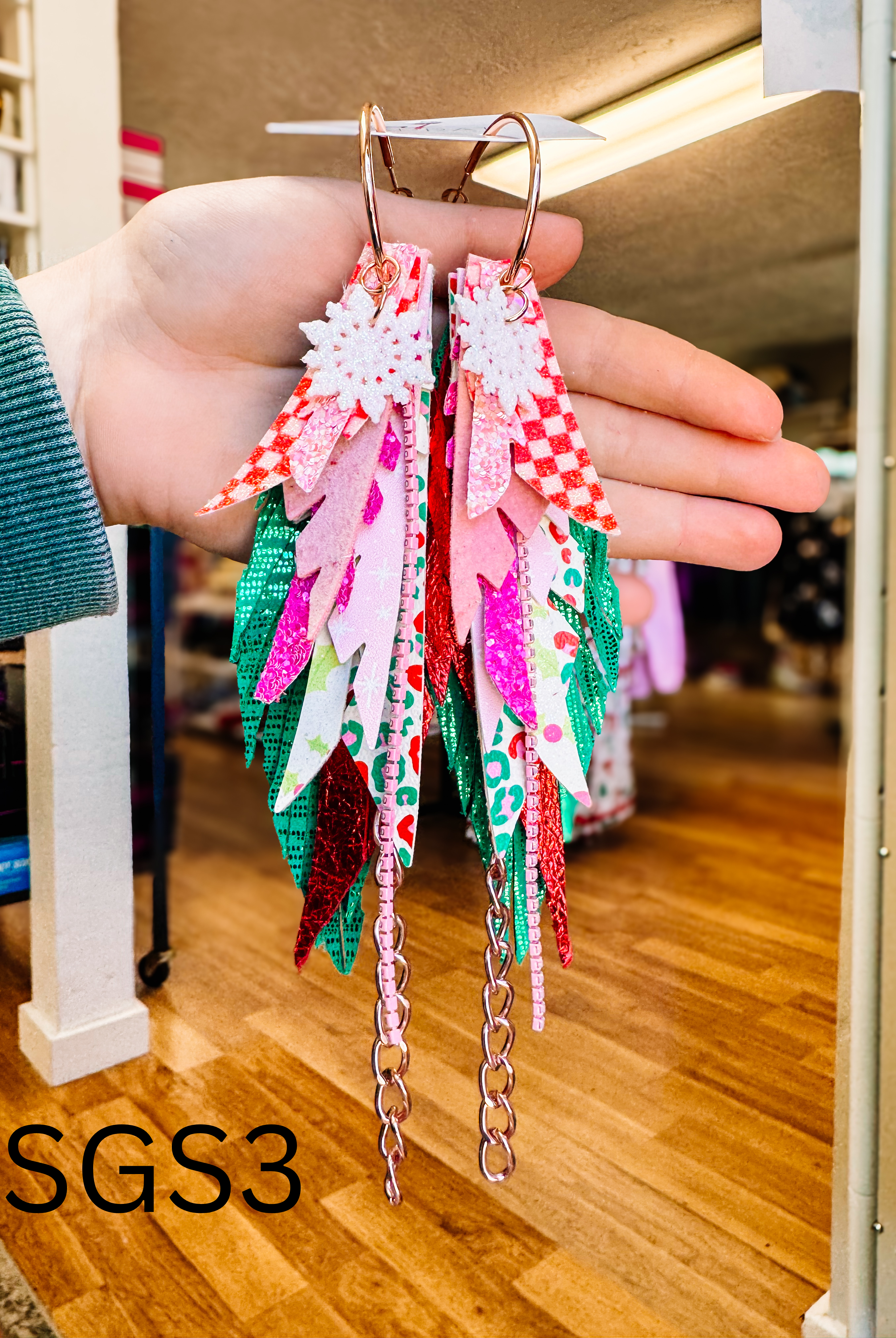 Jak Sprat Sleigh Girl Sleigh Collection: Medium Mic Drop Dangles-Earrings-Dear Me Southern Boutique, located in DeRidder, Louisiana