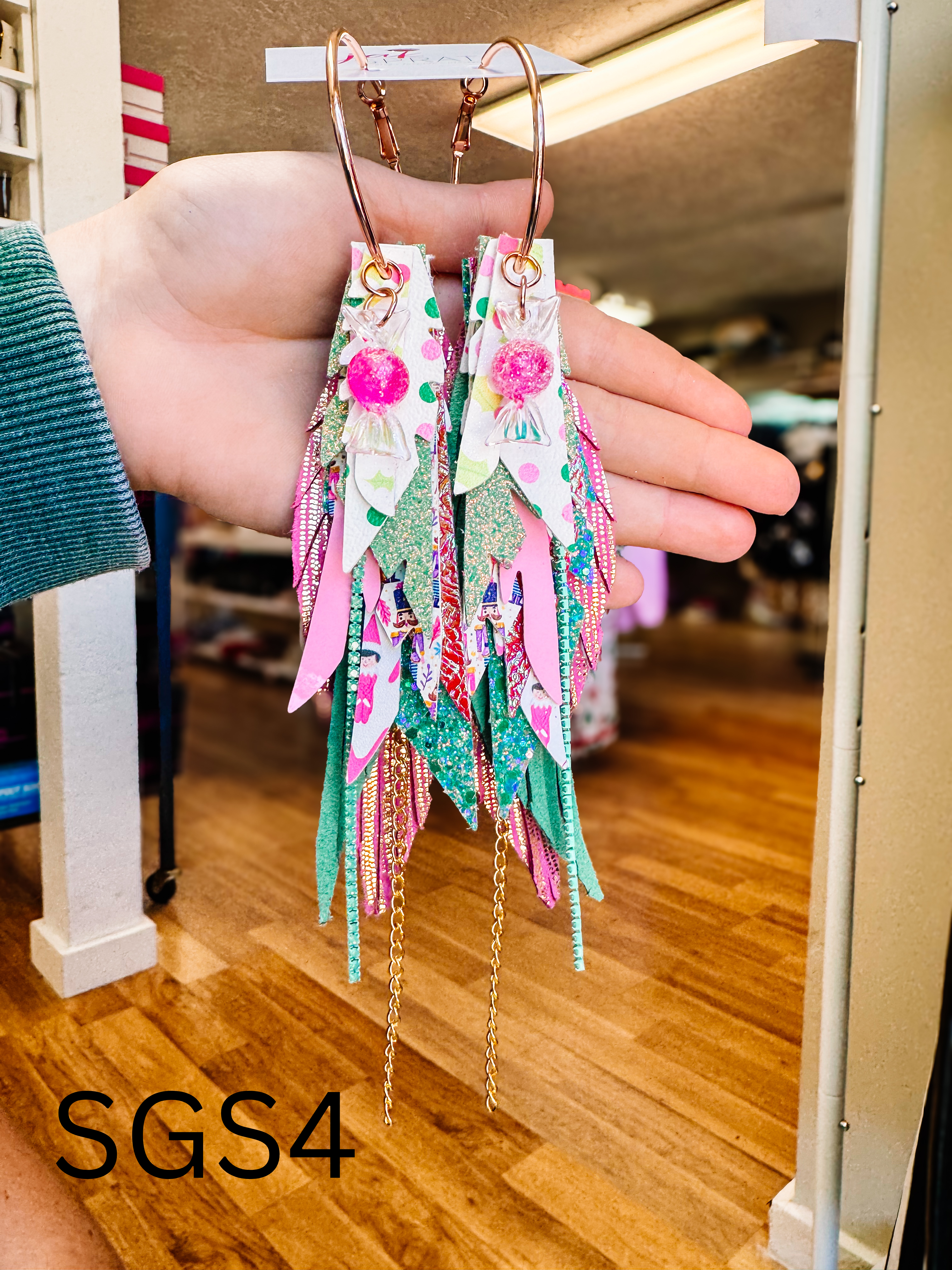 Jak Sprat Sleigh Girl Sleigh Collection: Medium Mic Drop Dangles-Earrings-Dear Me Southern Boutique, located in DeRidder, Louisiana