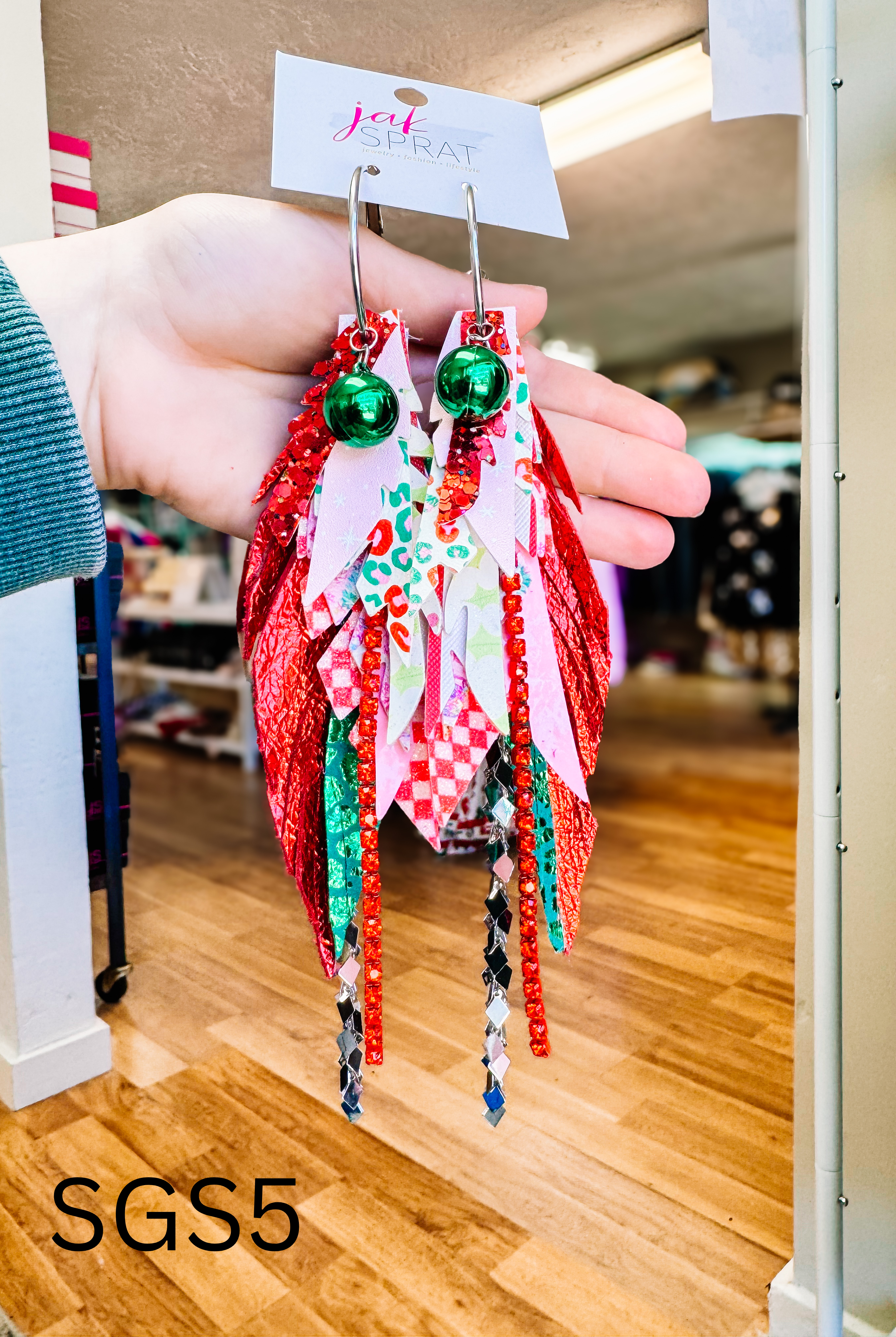 Jak Sprat Sleigh Girl Sleigh Collection: Medium Mic Drop Dangles-Earrings-Dear Me Southern Boutique, located in DeRidder, Louisiana