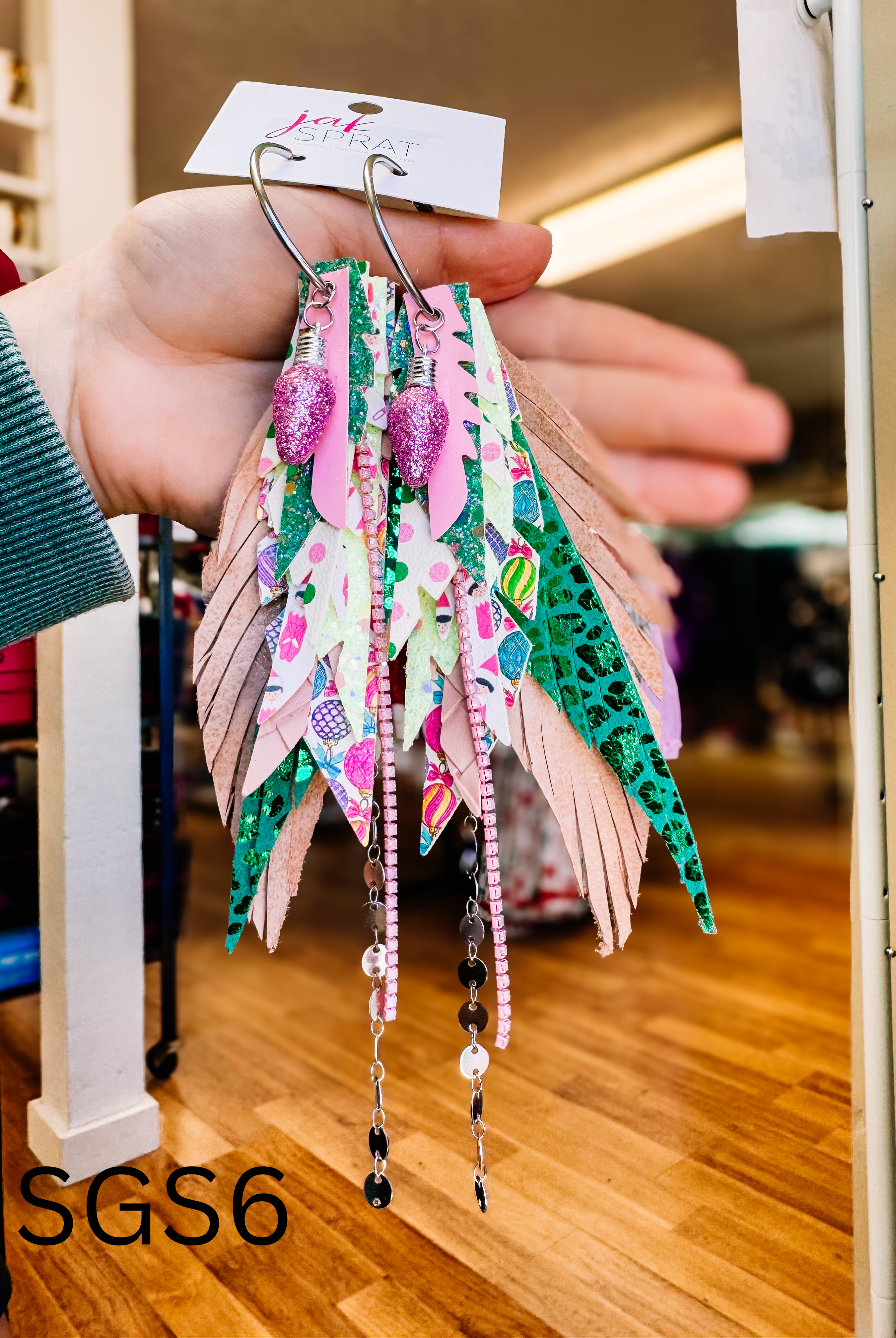 Jak Sprat Sleigh Girl Sleigh Collection: Medium Mic Drop Dangles-Earrings-Dear Me Southern Boutique, located in DeRidder, Louisiana