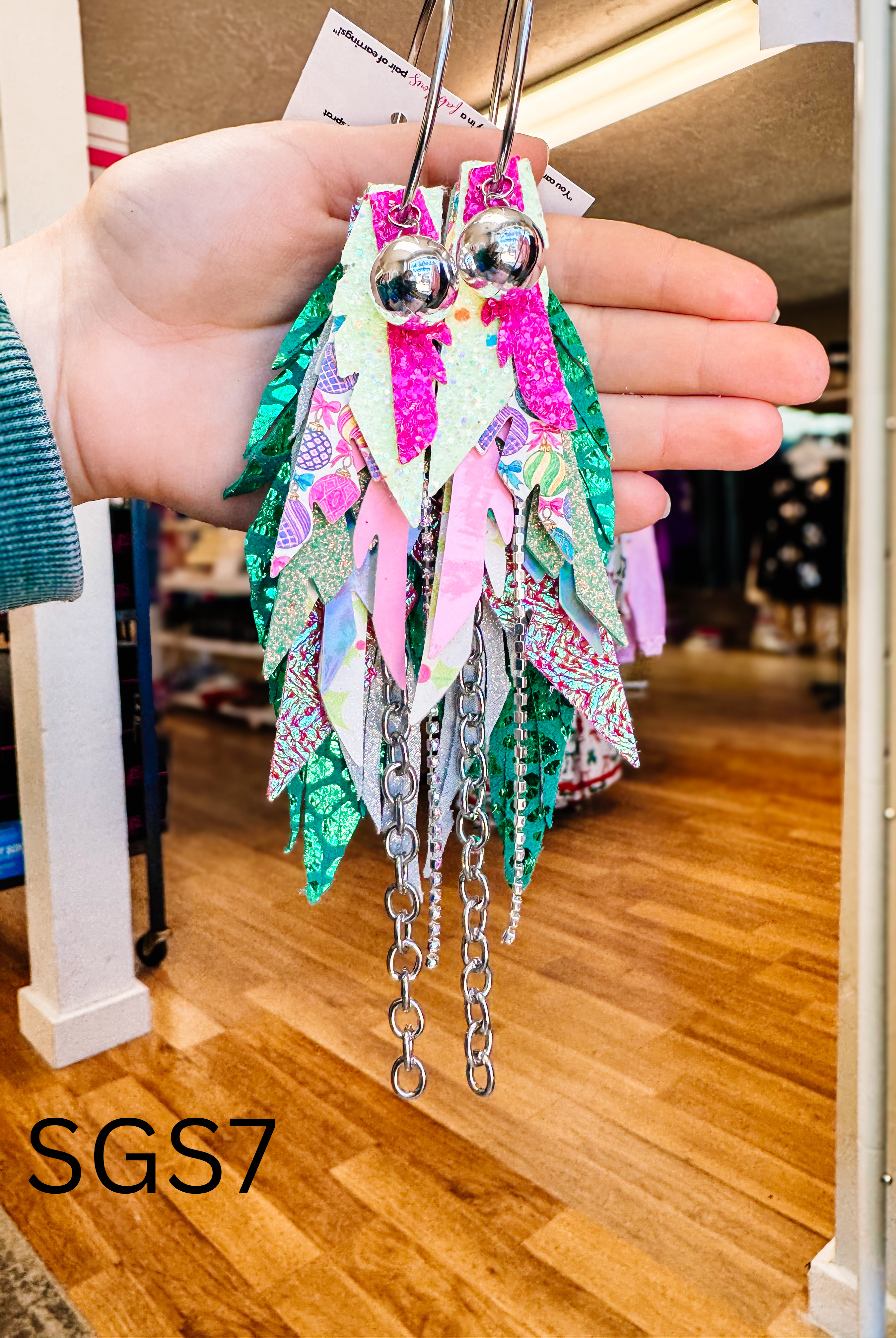 Jak Sprat Sleigh Girl Sleigh Collection: Medium Mic Drop Dangles-Earrings-Dear Me Southern Boutique, located in DeRidder, Louisiana