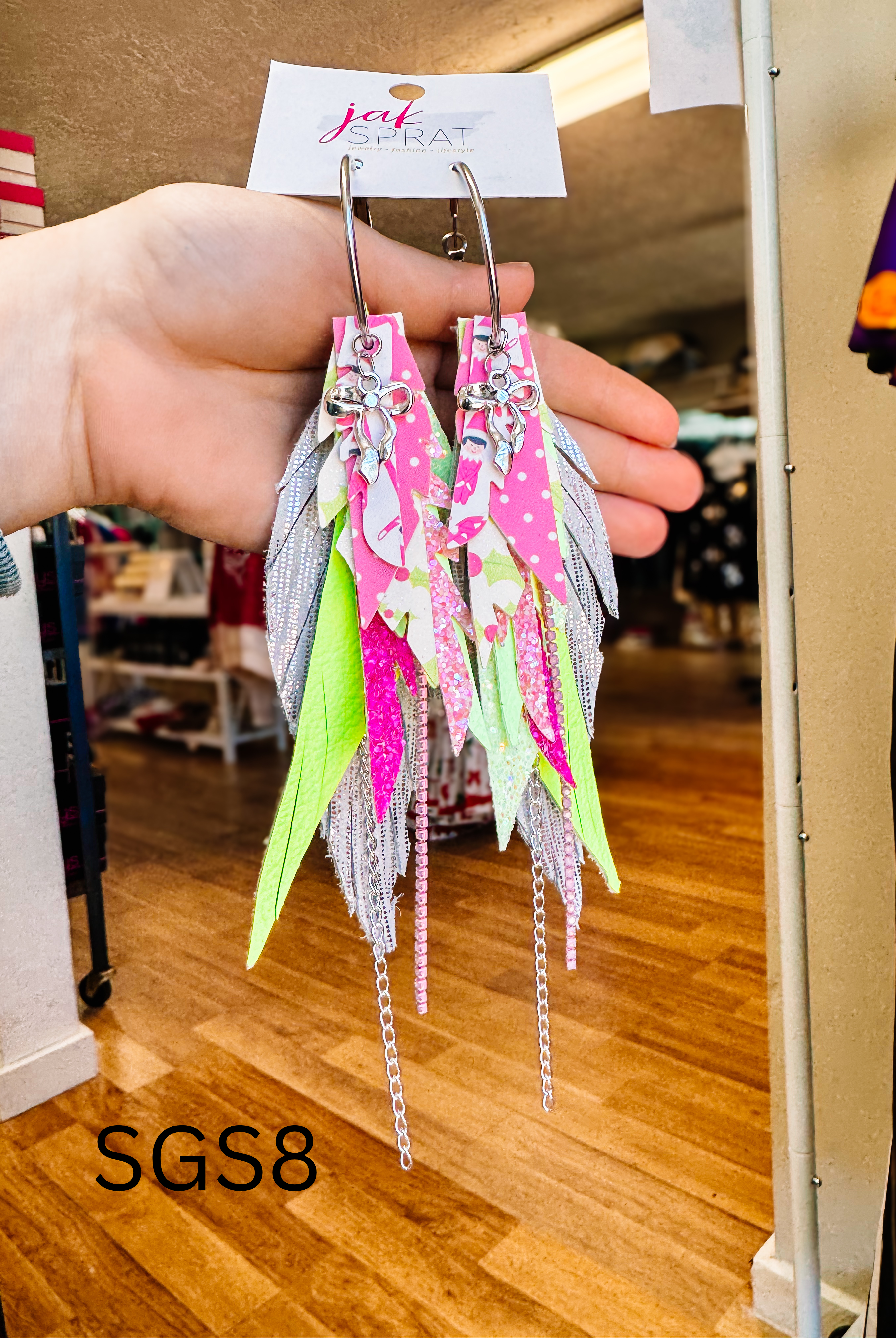 Jak Sprat Sleigh Girl Sleigh Collection: Medium Mic Drop Dangles-Earrings-Dear Me Southern Boutique, located in DeRidder, Louisiana