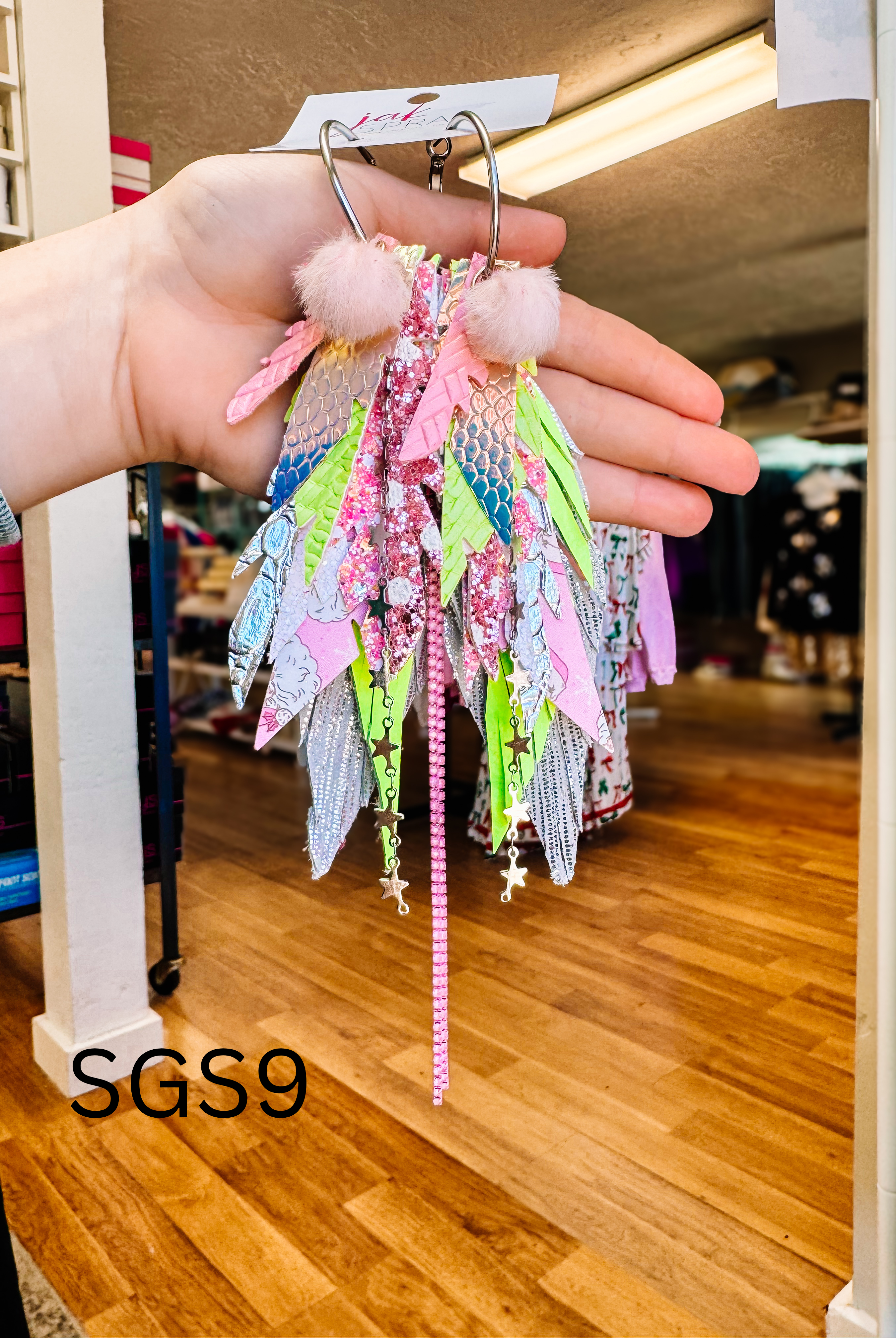 Jak Sprat Sleigh Girl Sleigh Collection: Medium Mic Drop Dangles-Earrings-Dear Me Southern Boutique, located in DeRidder, Louisiana