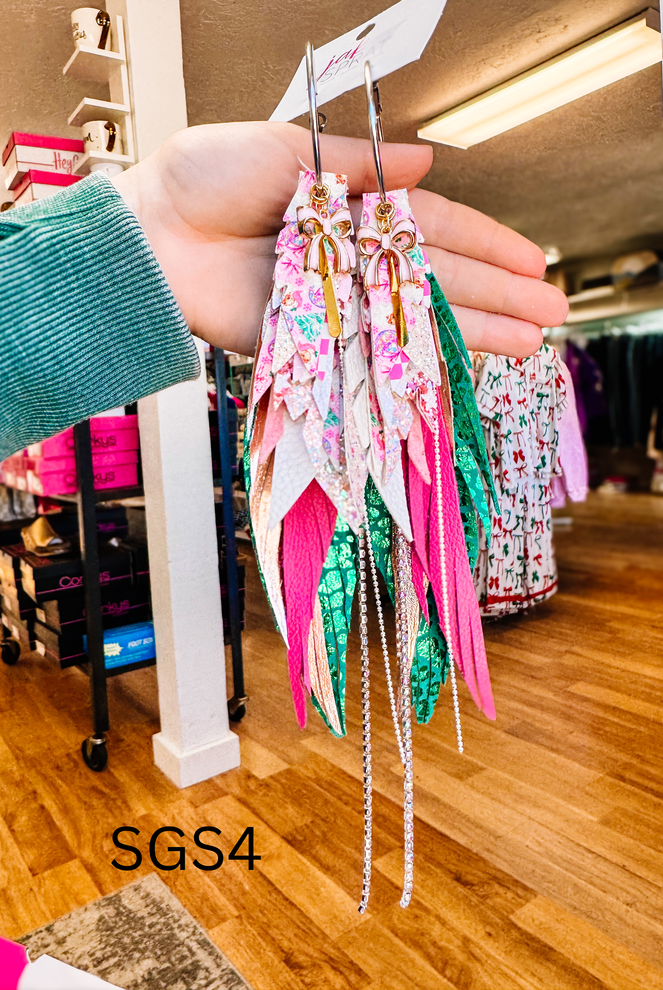 Jak Sprat Sleigh Girl Sleigh Collection: Mega Mic Drop Dangles-Earrings-Dear Me Southern Boutique, located in DeRidder, Louisiana