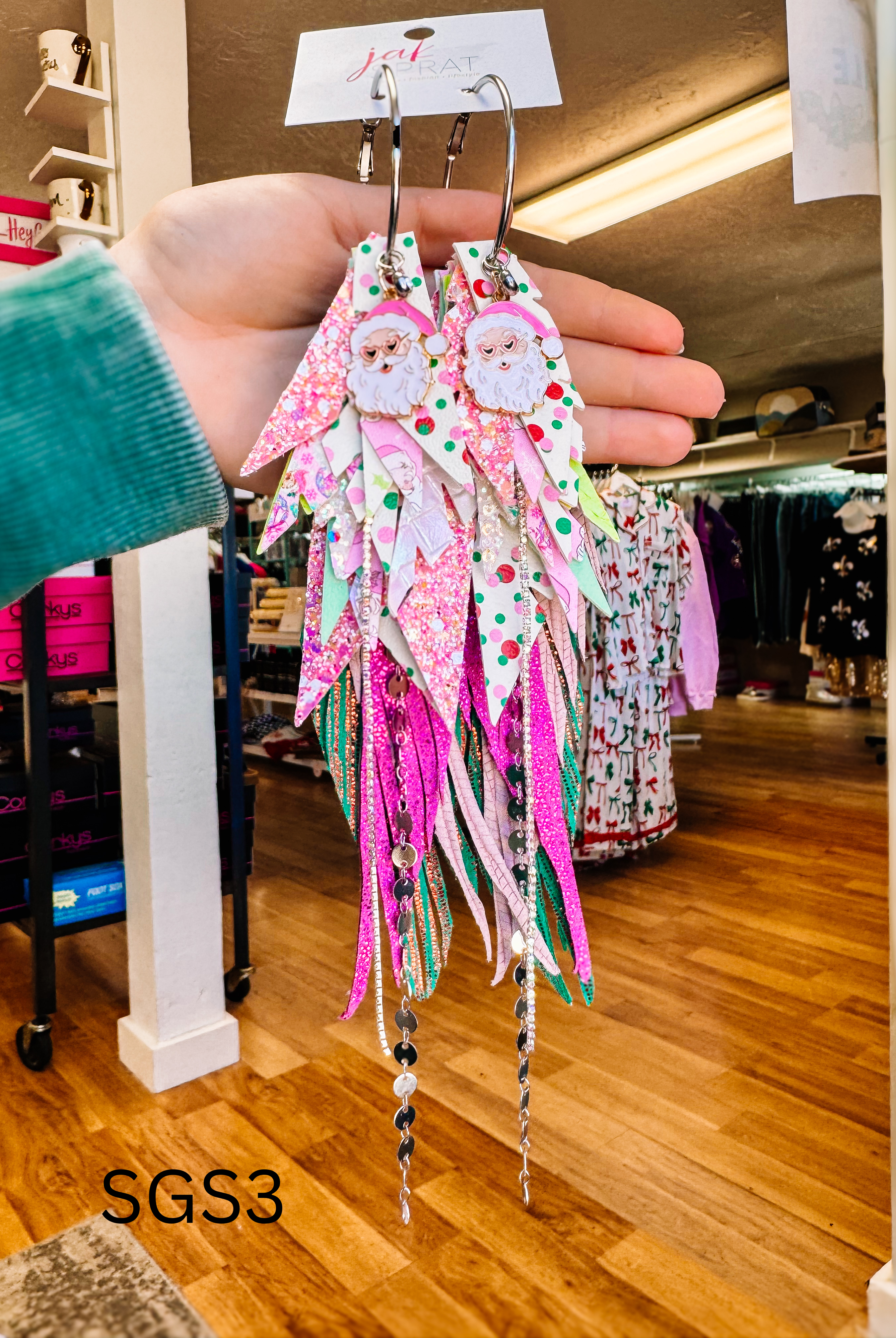 Jak Sprat Sleigh Girl Sleigh Collection: Mega Mic Drop Dangles-Earrings-Dear Me Southern Boutique, located in DeRidder, Louisiana