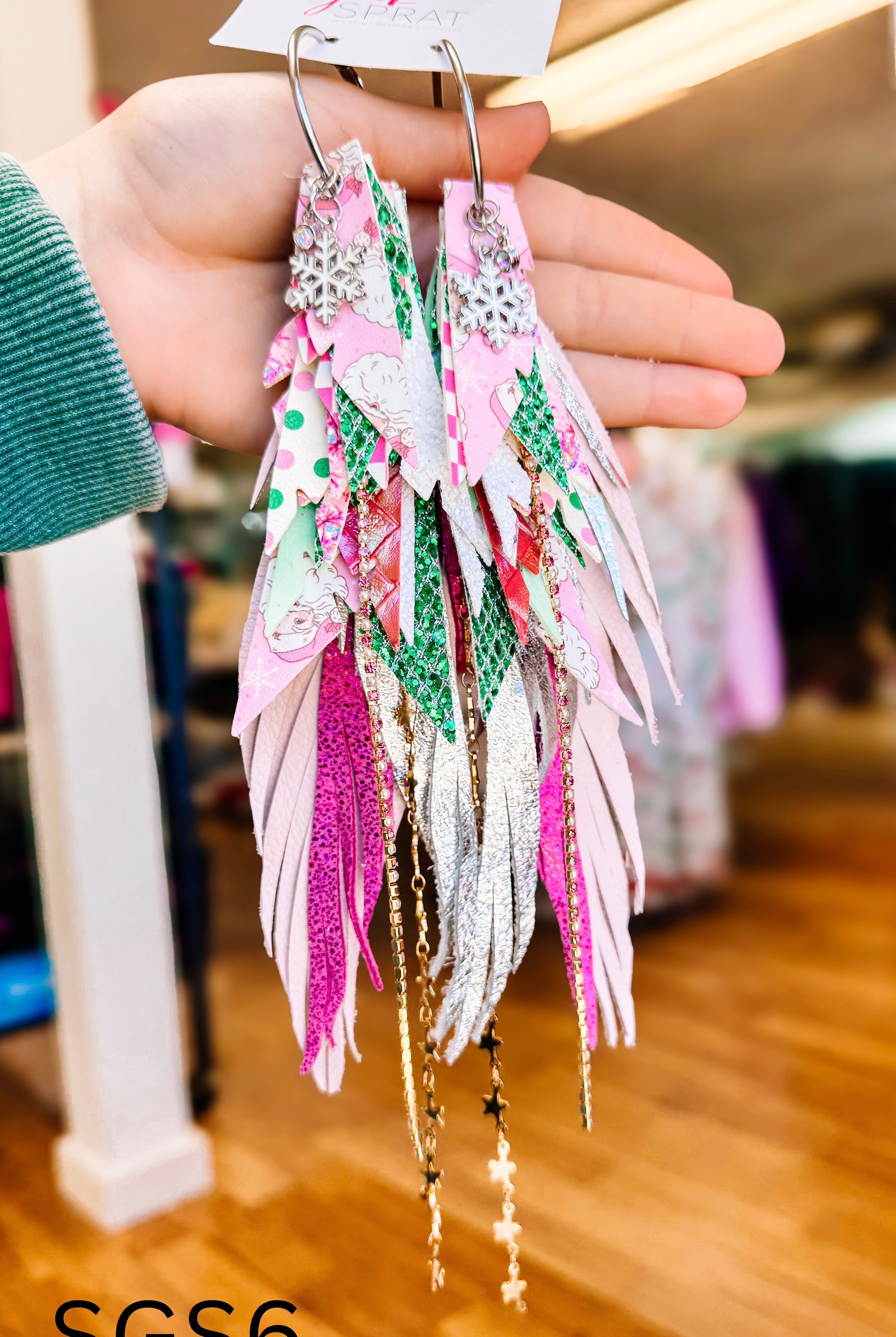 Jak Sprat Sleigh Girl Sleigh Collection: Mega Mic Drop Dangles-Earrings-Dear Me Southern Boutique, located in DeRidder, Louisiana