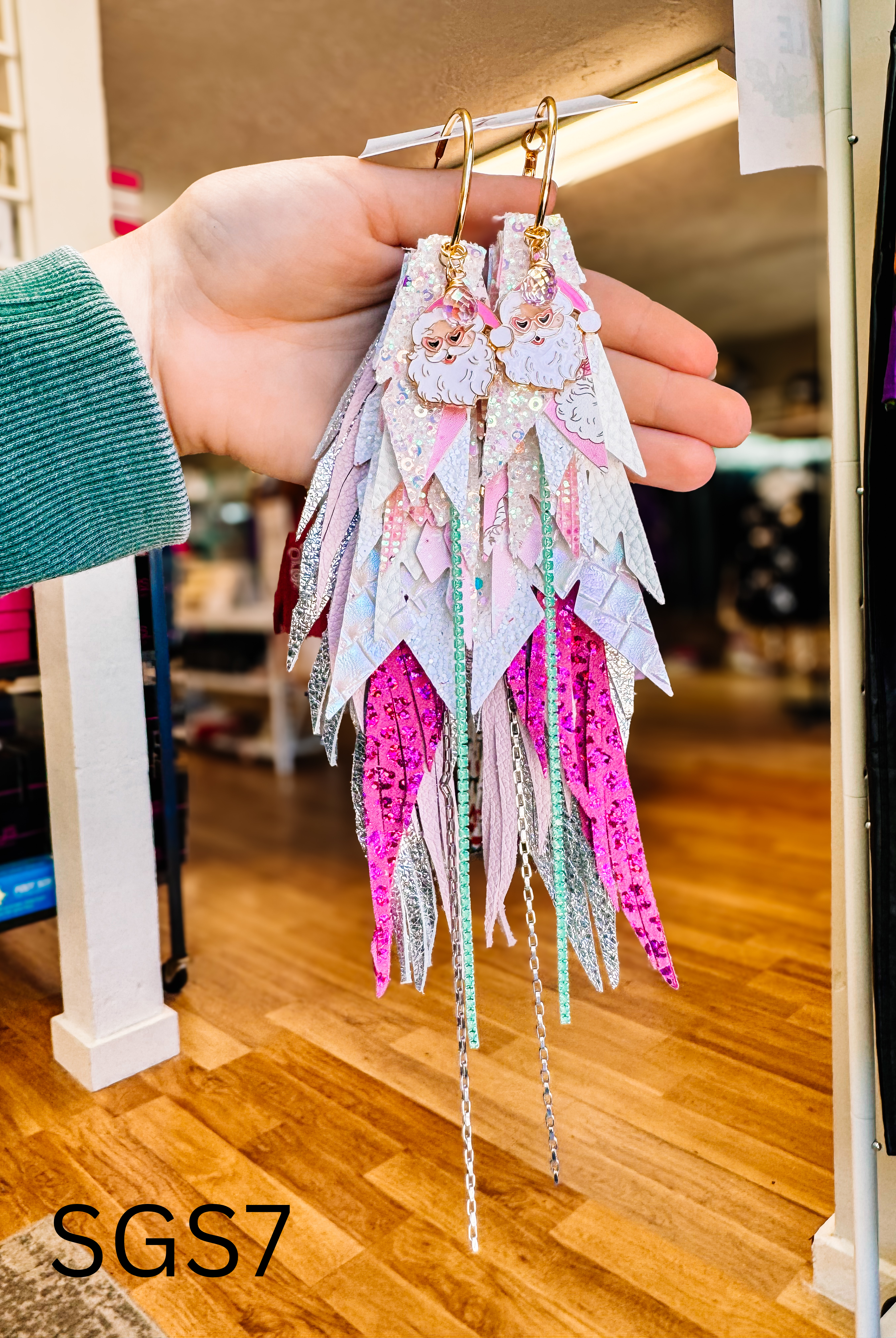 Jak Sprat Sleigh Girl Sleigh Collection: Mega Mic Drop Dangles-Earrings-Dear Me Southern Boutique, located in DeRidder, Louisiana