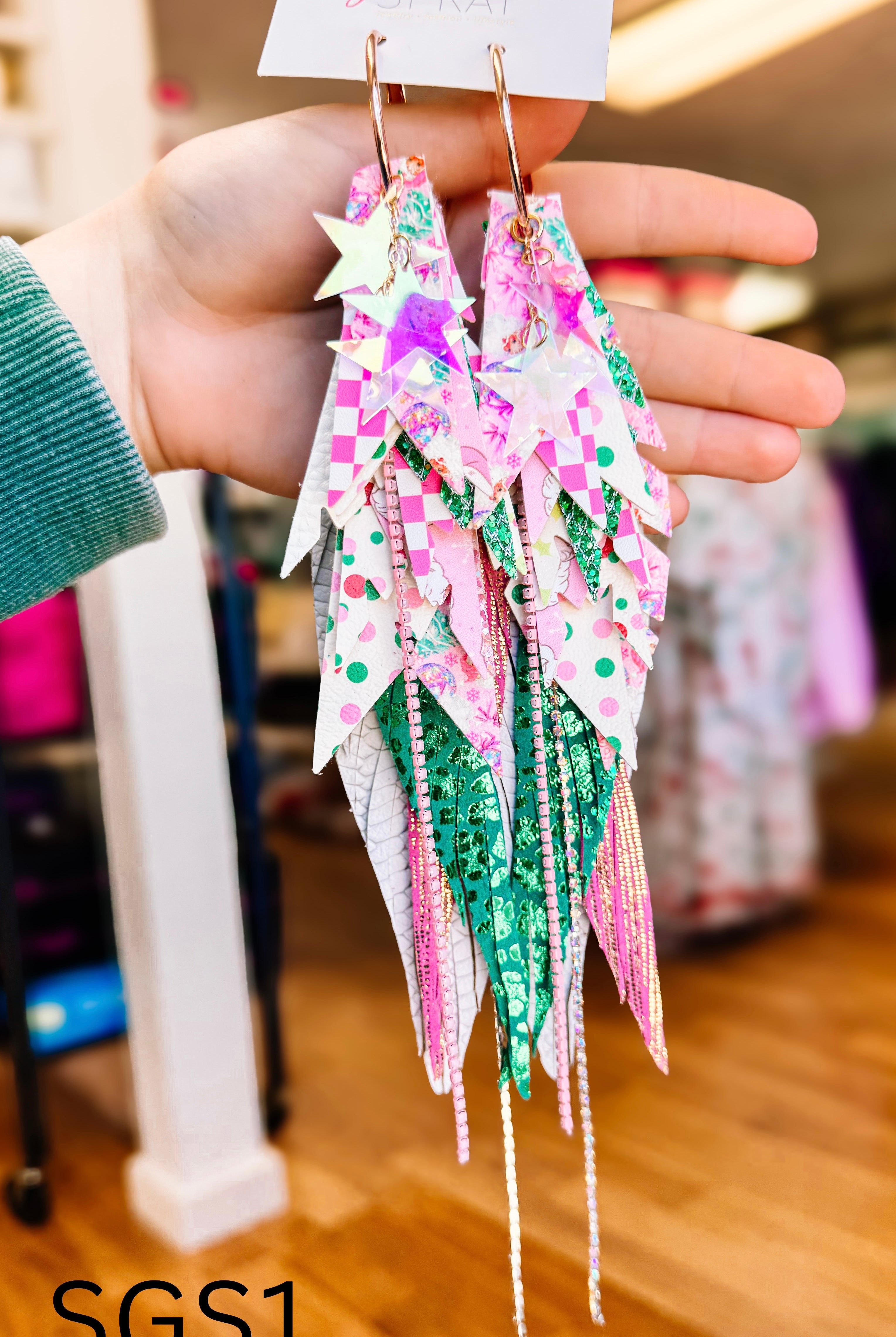 Jak Sprat Sleigh Girl Sleigh Collection: Mega Mic Drop Dangles-Earrings-Dear Me Southern Boutique, located in DeRidder, Louisiana