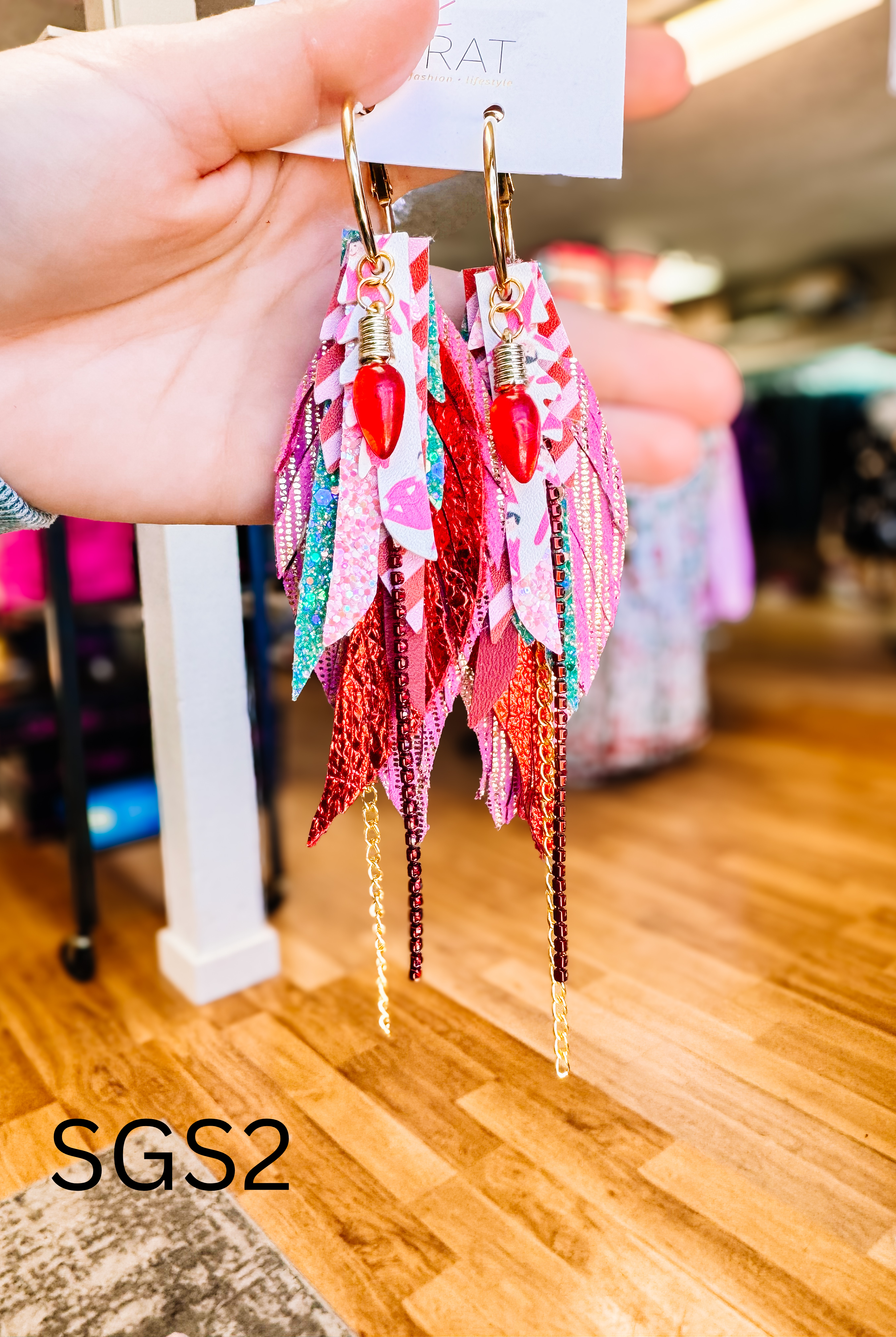 Jak Sprat Sleigh Girl Sleigh Collection: Mini Mic Drop Dangles-Earrings-Dear Me Southern Boutique, located in DeRidder, Louisiana