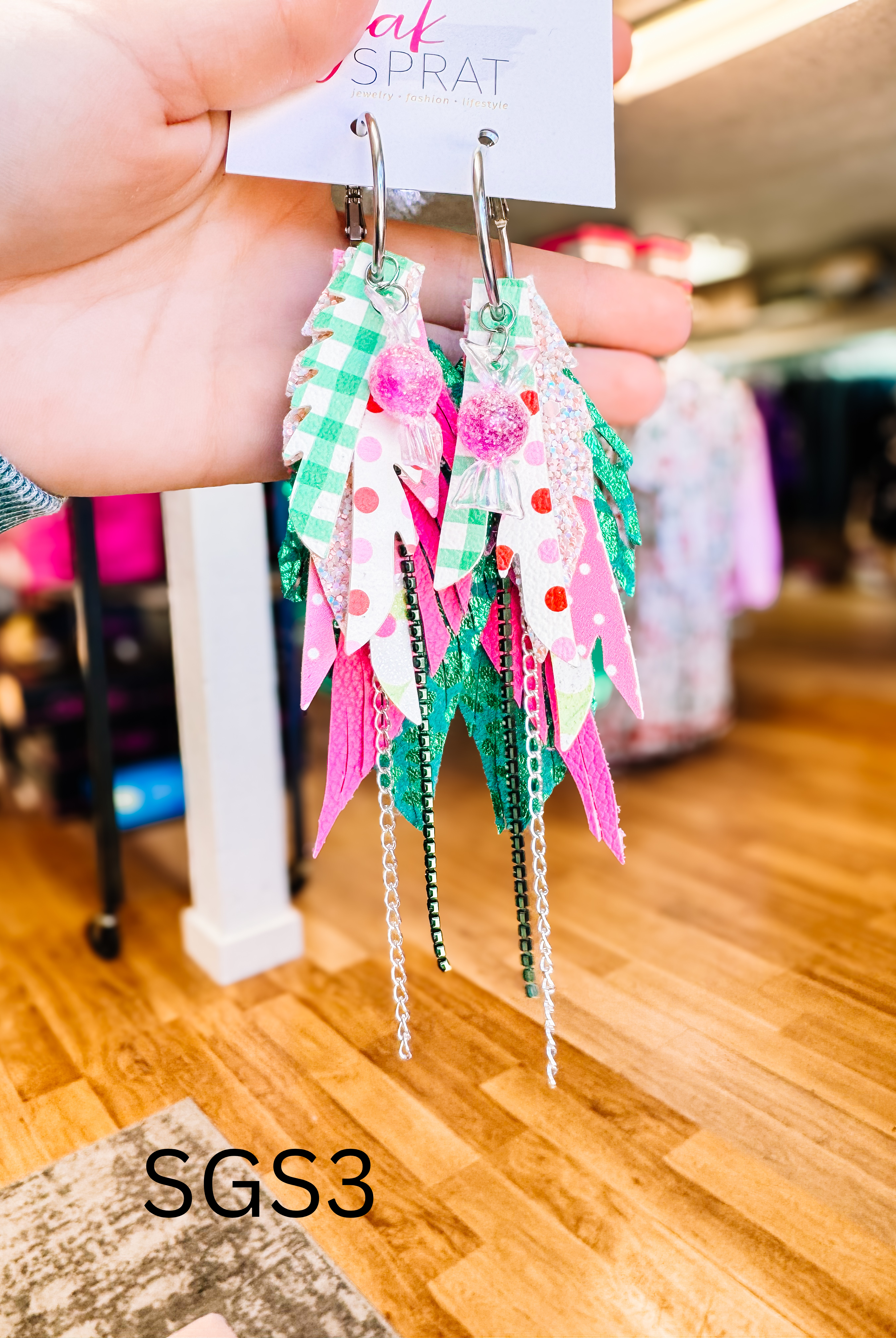 Jak Sprat Sleigh Girl Sleigh Collection: Mini Mic Drop Dangles-Earrings-Dear Me Southern Boutique, located in DeRidder, Louisiana