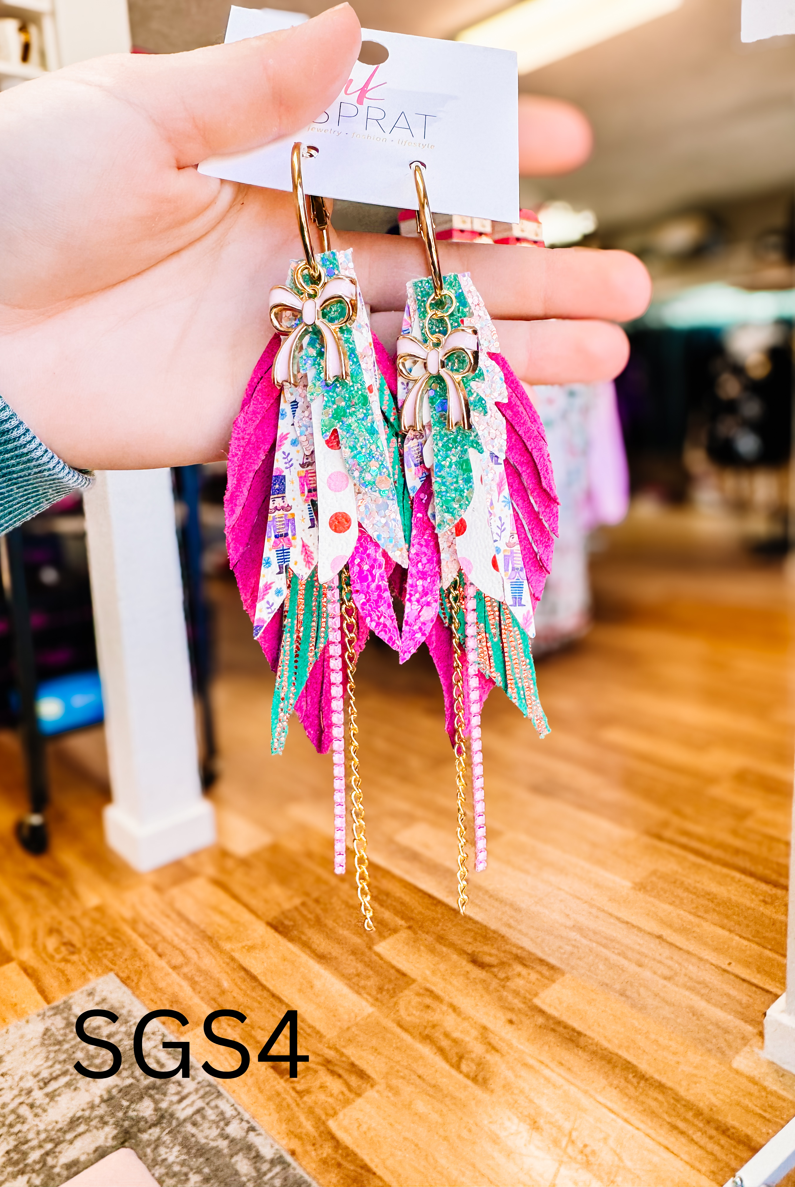 Jak Sprat Sleigh Girl Sleigh Collection: Mini Mic Drop Dangles-Earrings-Dear Me Southern Boutique, located in DeRidder, Louisiana