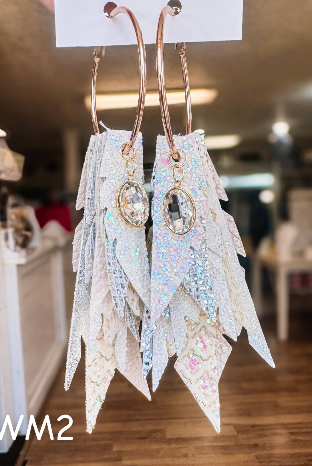 Jak Sprat White Monochromatic Collection: Charmed Fabulous Feather Dangles-Earrings-Dear Me Southern Boutique, located in DeRidder, Louisiana
