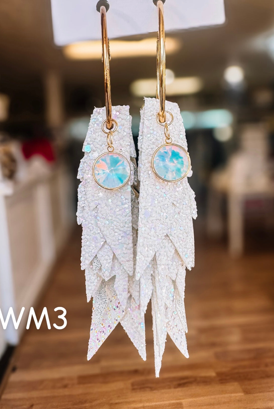 Jak Sprat White Monochromatic Collection: Charmed Fabulous Feather Dangles-Earrings-Dear Me Southern Boutique, located in DeRidder, Louisiana