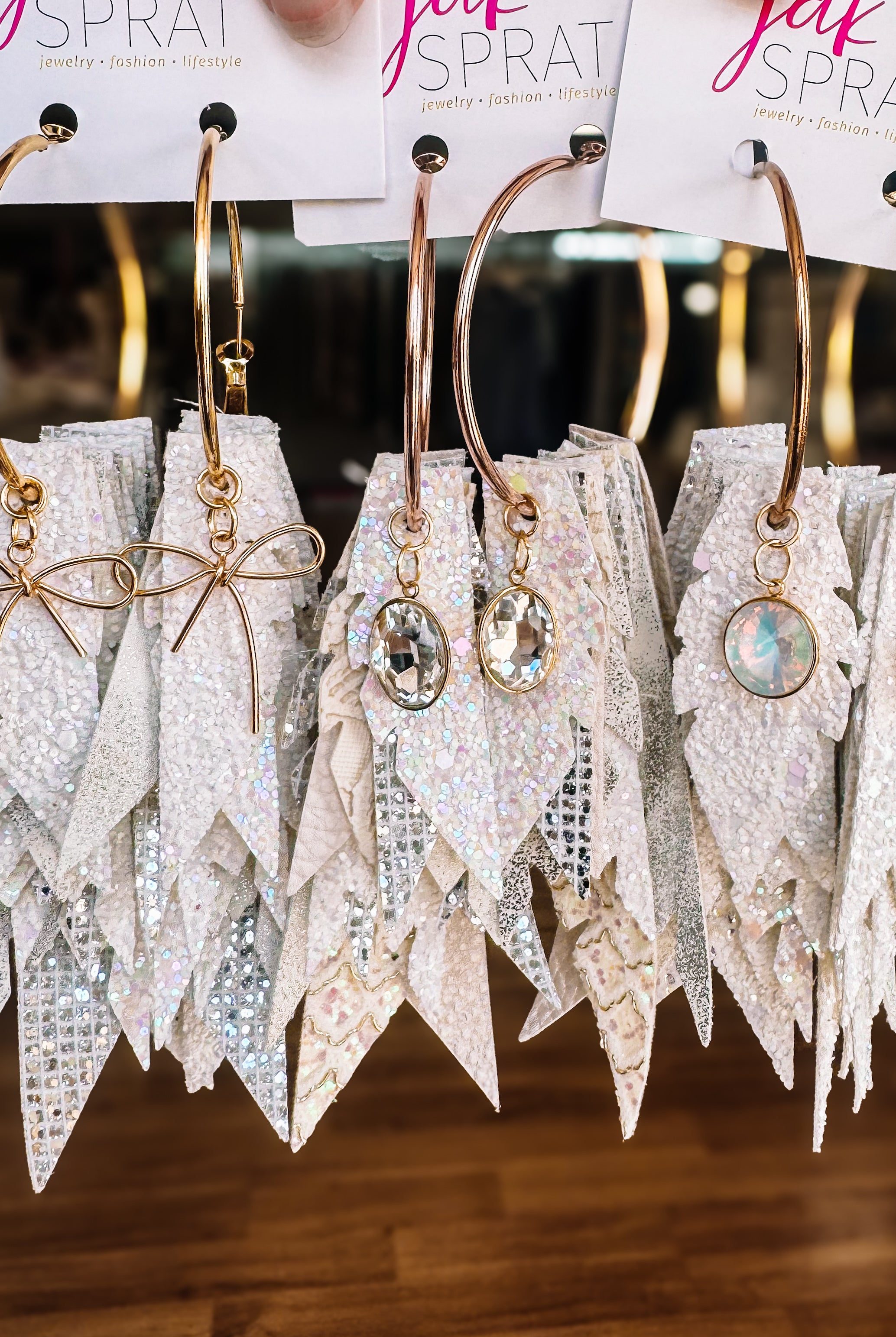 Jak Sprat White Monochromatic Collection: Charmed Fabulous Feather Dangles-Earrings-Dear Me Southern Boutique, located in DeRidder, Louisiana