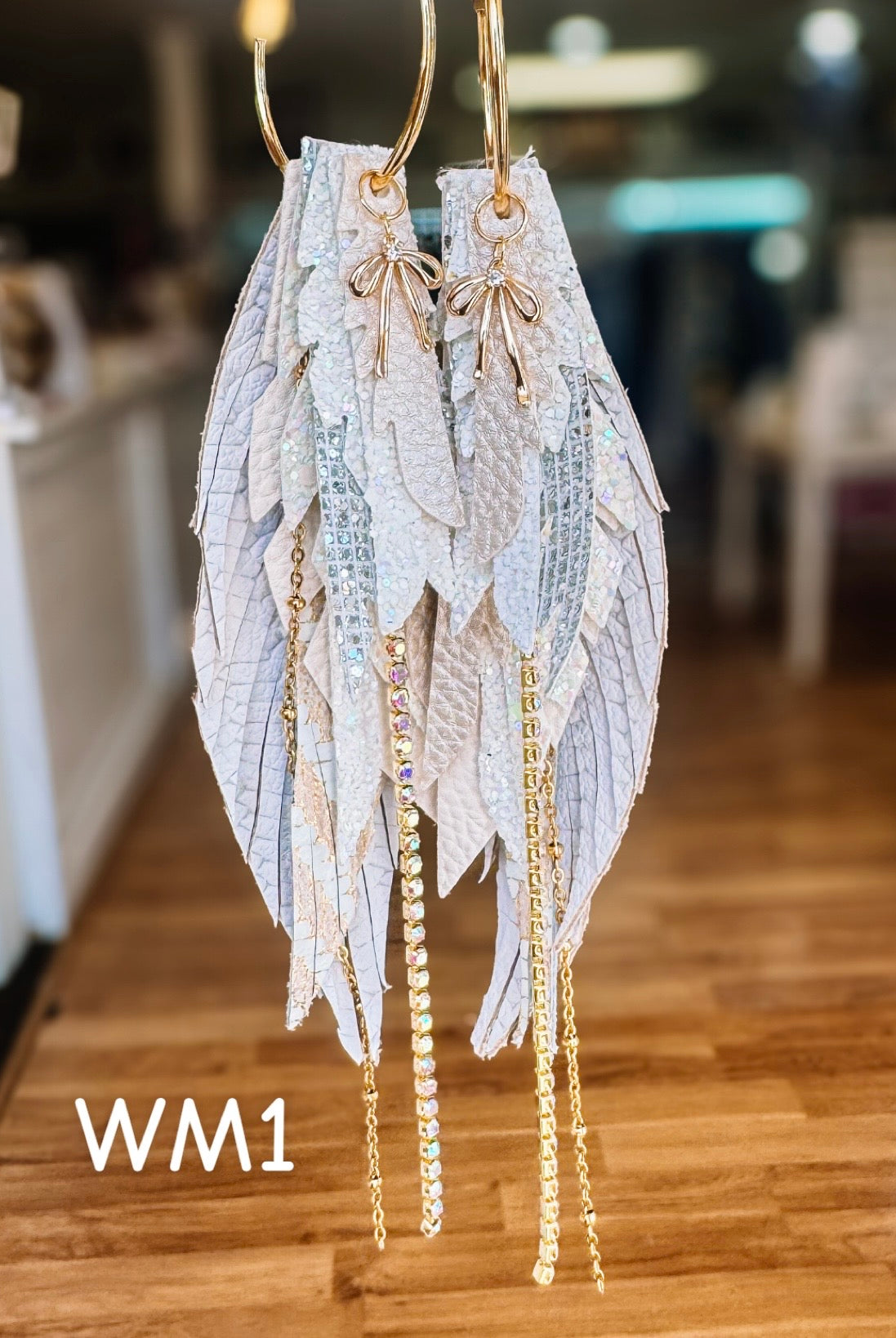 Jak Sprat White Monochromatic Collection: Medium Mic Drop Dangles-Earrings-Dear Me Southern Boutique, located in DeRidder, Louisiana