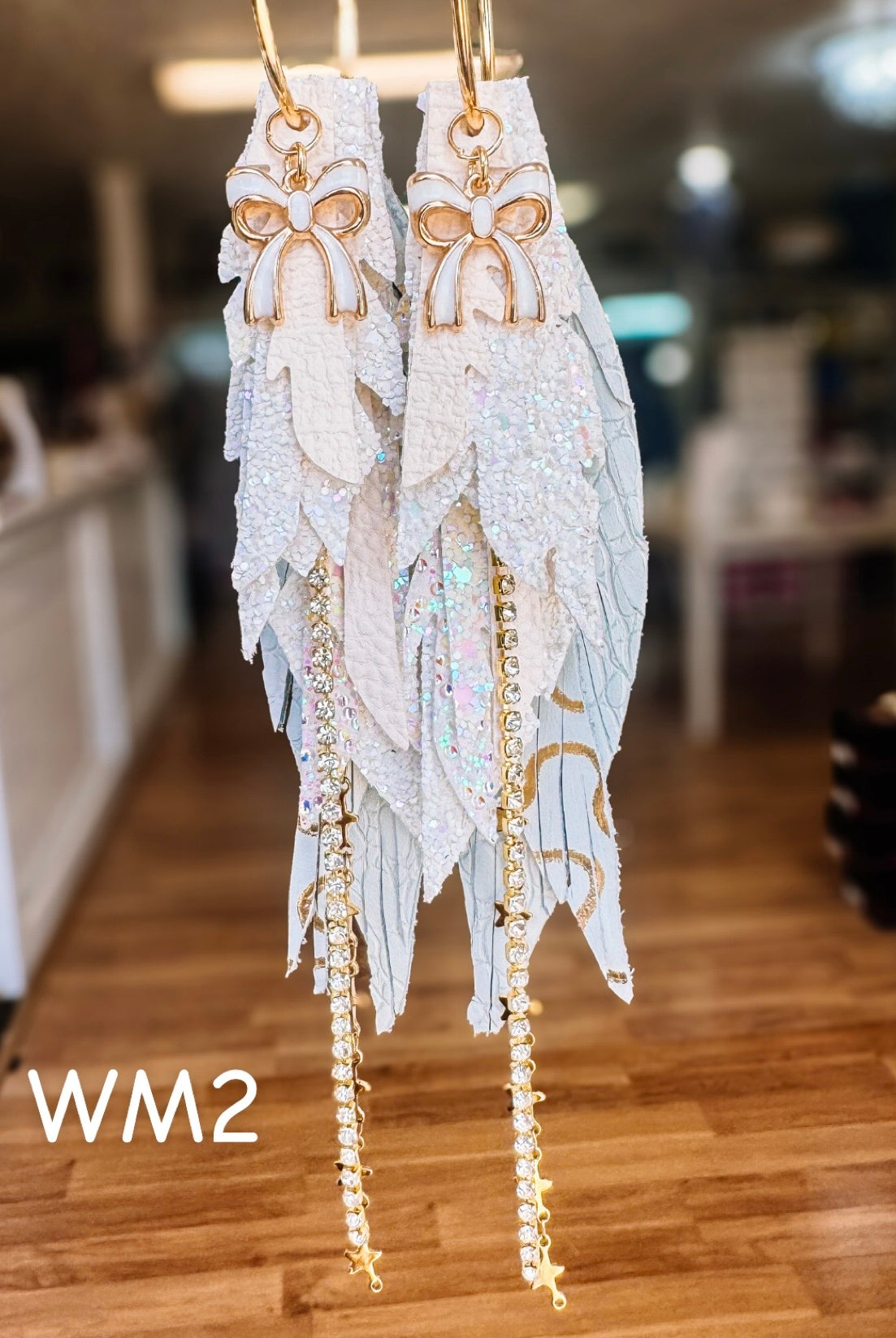 Jak Sprat White Monochromatic Collection: Medium Mic Drop Dangles-Earrings-Dear Me Southern Boutique, located in DeRidder, Louisiana