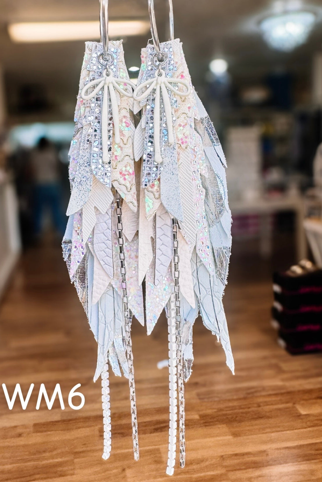 Jak Sprat White Monochromatic Collection: Medium Mic Drop Dangles-Earrings-Dear Me Southern Boutique, located in DeRidder, Louisiana
