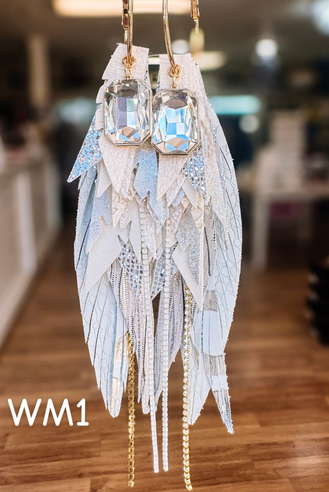 Jak Sprat White Monochromatic Collection: Mega Mic Drop Dangles-Earrings-Dear Me Southern Boutique, located in DeRidder, Louisiana