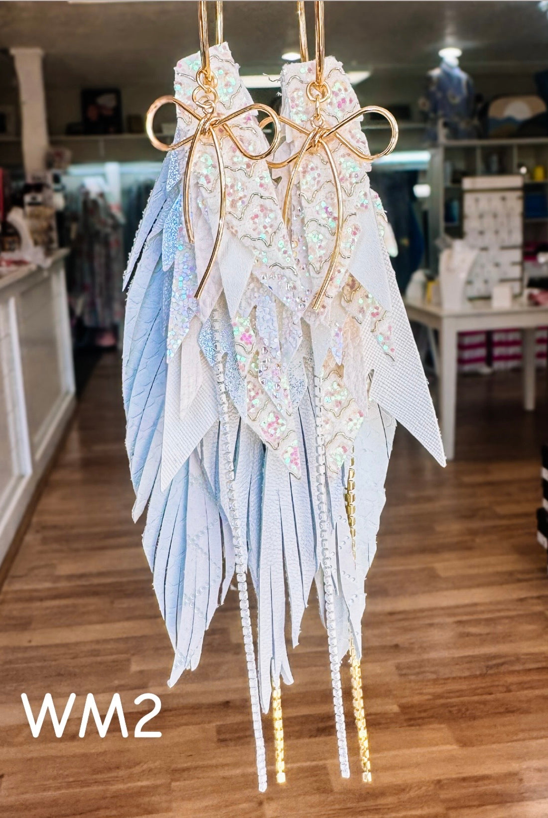 Jak Sprat White Monochromatic Collection: Mega Mic Drop Dangles-Earrings-Dear Me Southern Boutique, located in DeRidder, Louisiana