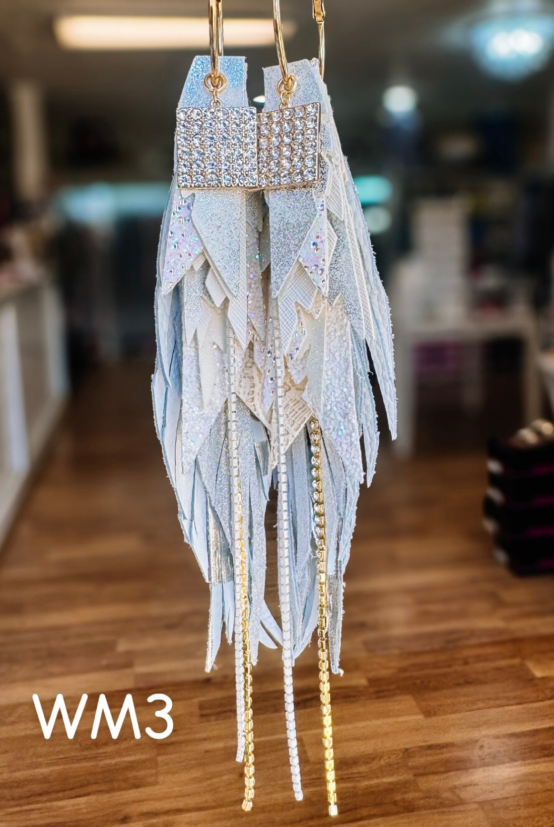 Jak Sprat White Monochromatic Collection: Mega Mic Drop Dangles-Earrings-Dear Me Southern Boutique, located in DeRidder, Louisiana