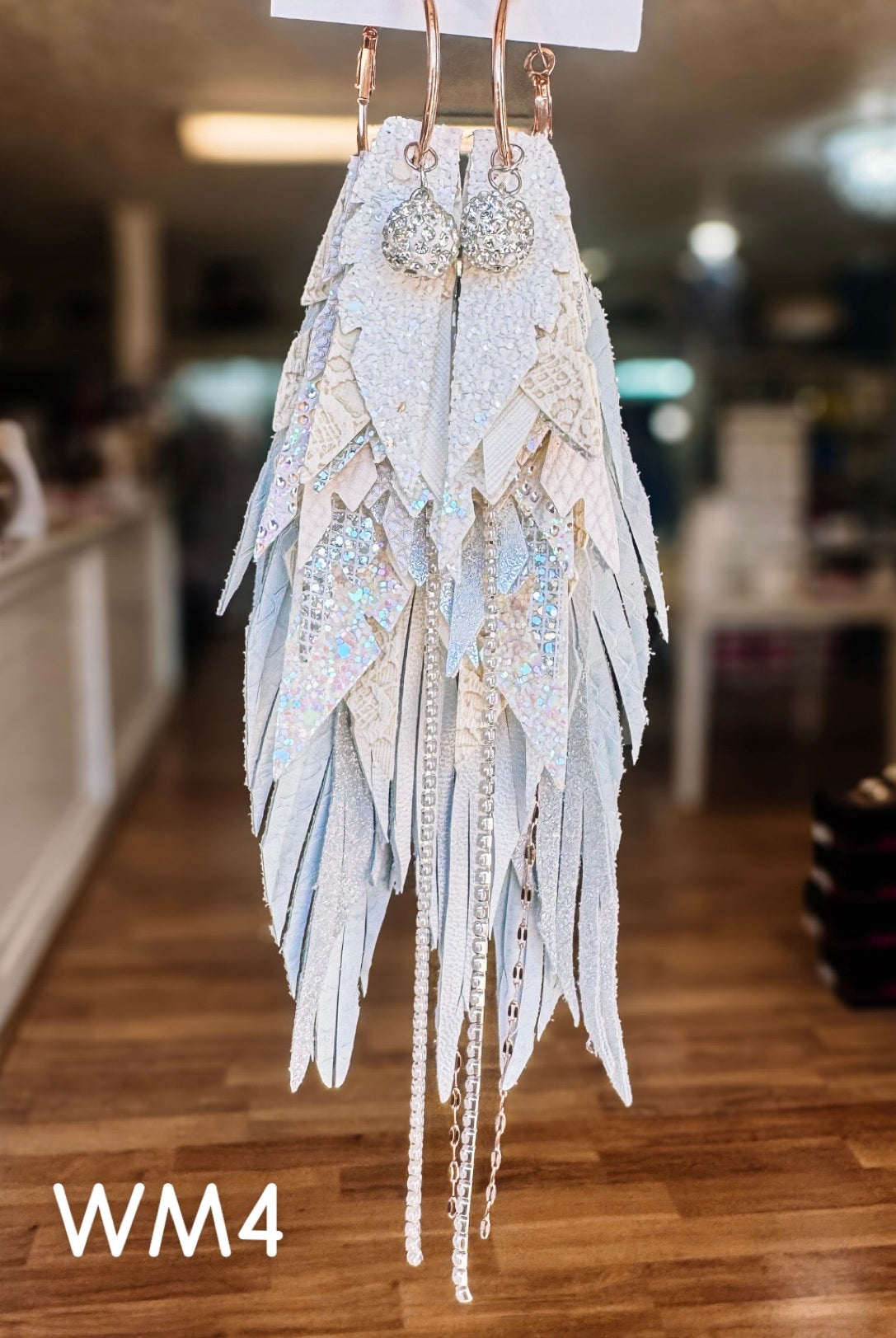 Jak Sprat White Monochromatic Collection: Mega Mic Drop Dangles-Earrings-Dear Me Southern Boutique, located in DeRidder, Louisiana