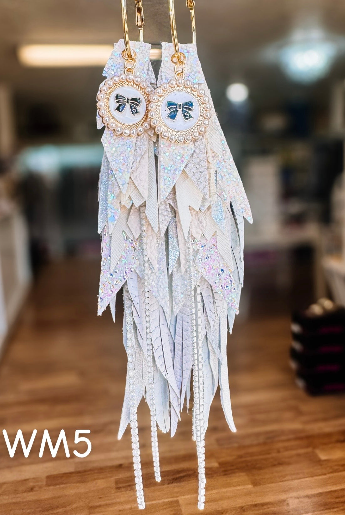 Jak Sprat White Monochromatic Collection: Mega Mic Drop Dangles-Earrings-Dear Me Southern Boutique, located in DeRidder, Louisiana
