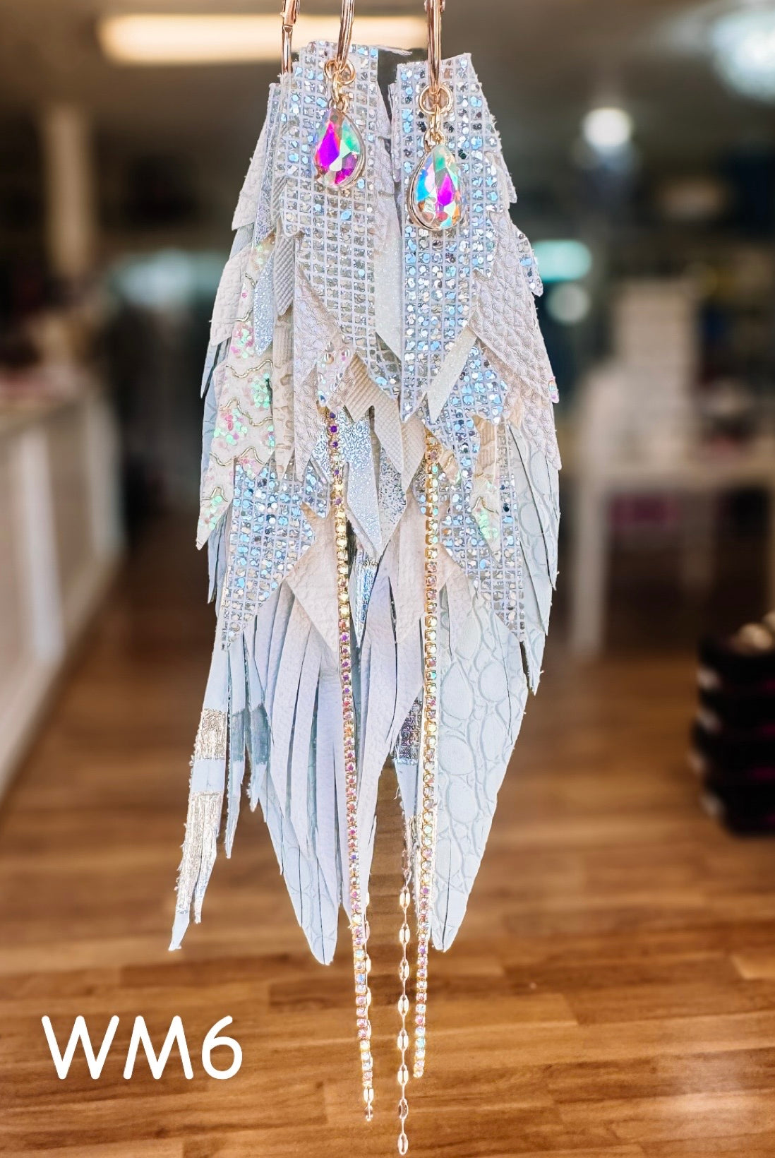 Jak Sprat White Monochromatic Collection: Mega Mic Drop Dangles-Earrings-Dear Me Southern Boutique, located in DeRidder, Louisiana