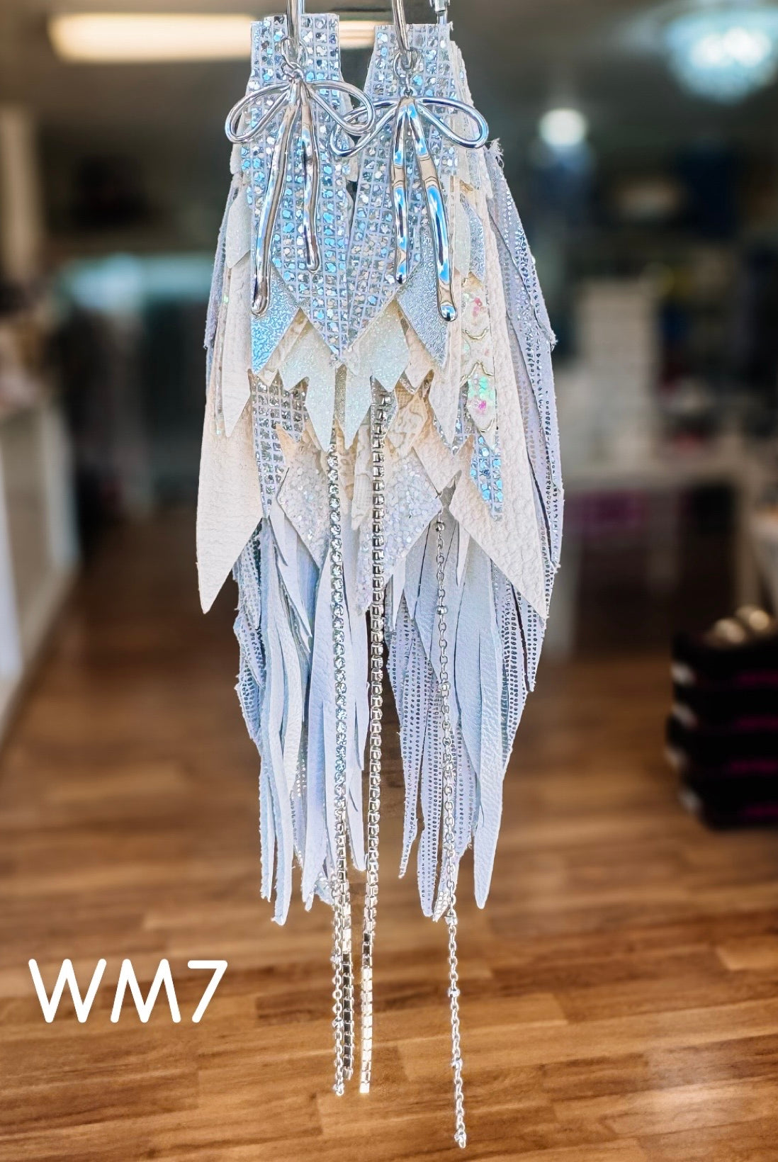 Jak Sprat White Monochromatic Collection: Mega Mic Drop Dangles-Earrings-Dear Me Southern Boutique, located in DeRidder, Louisiana