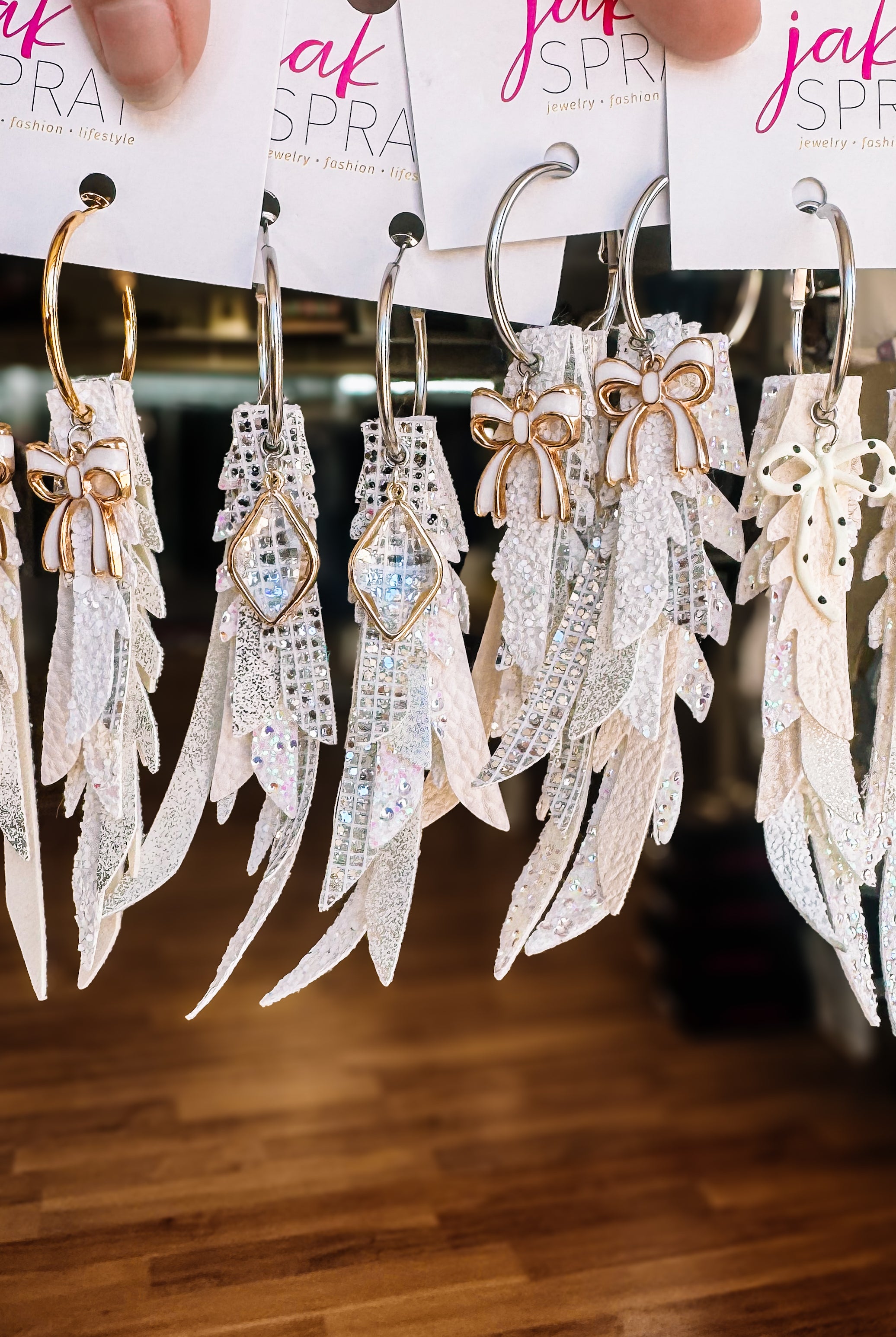 Jak Sprat White Monochromatic Collection: Thinny Thini Minis-Earrings-Dear Me Southern Boutique, located in DeRidder, Louisiana