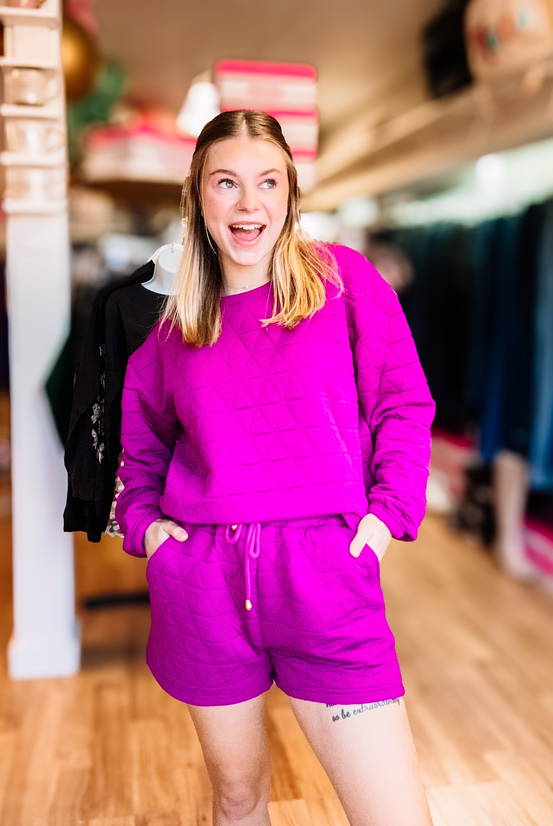 Jolie Quilted Set - Plum-Loungewear-Dear Me Southern Boutique, located in DeRidder, Louisiana