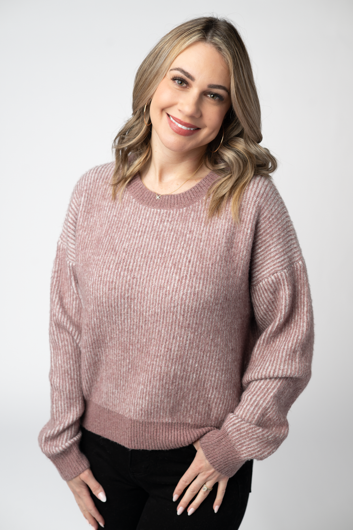 Josie Cozy Crew Sweater - Dusty Rose-Presales-Dear Me Southern Boutique, located in DeRidder, Louisiana