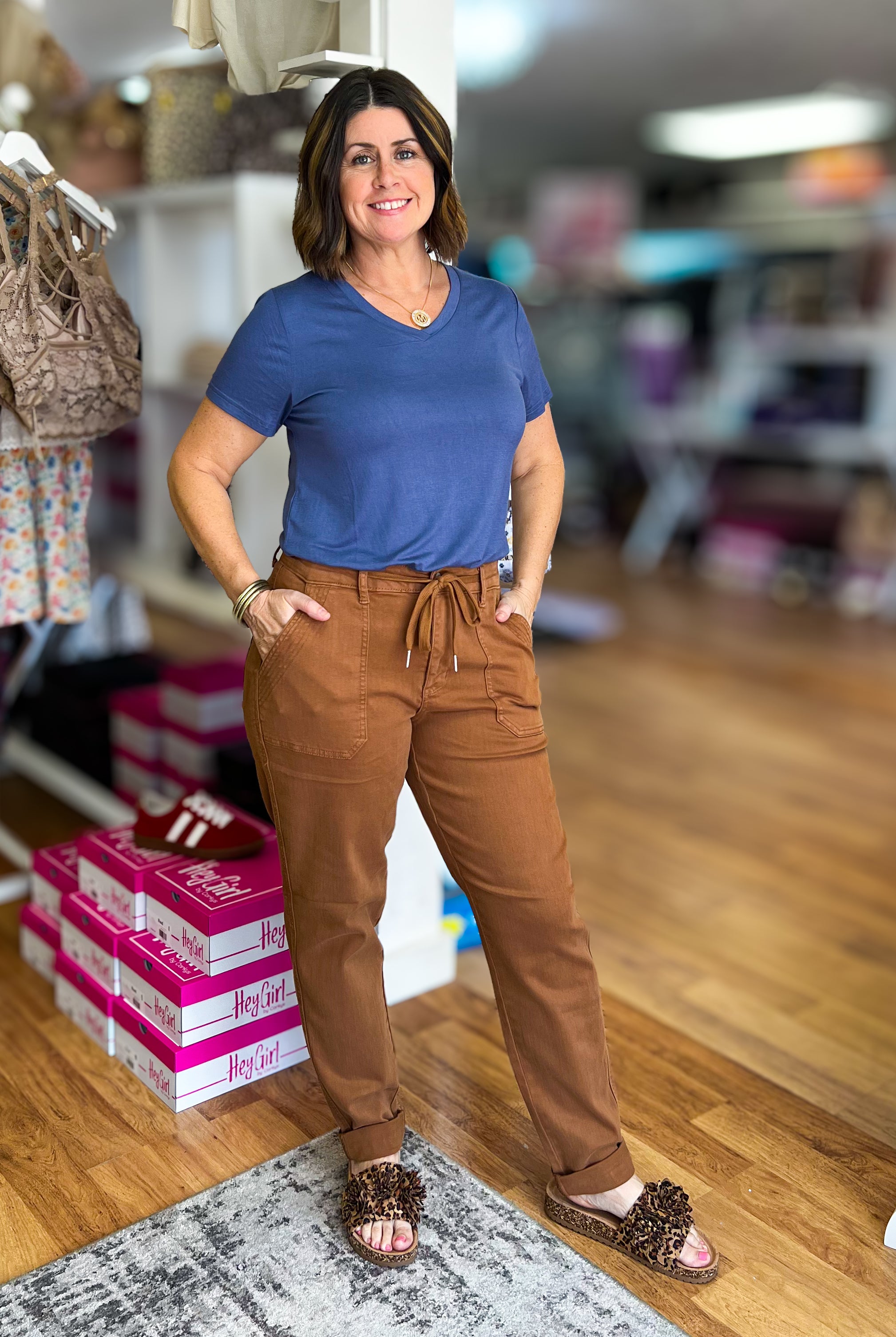 Judy Blue Cuffed Jogger- Camel-Joggers-Dear Me Southern Boutique, located in DeRidder, Louisiana