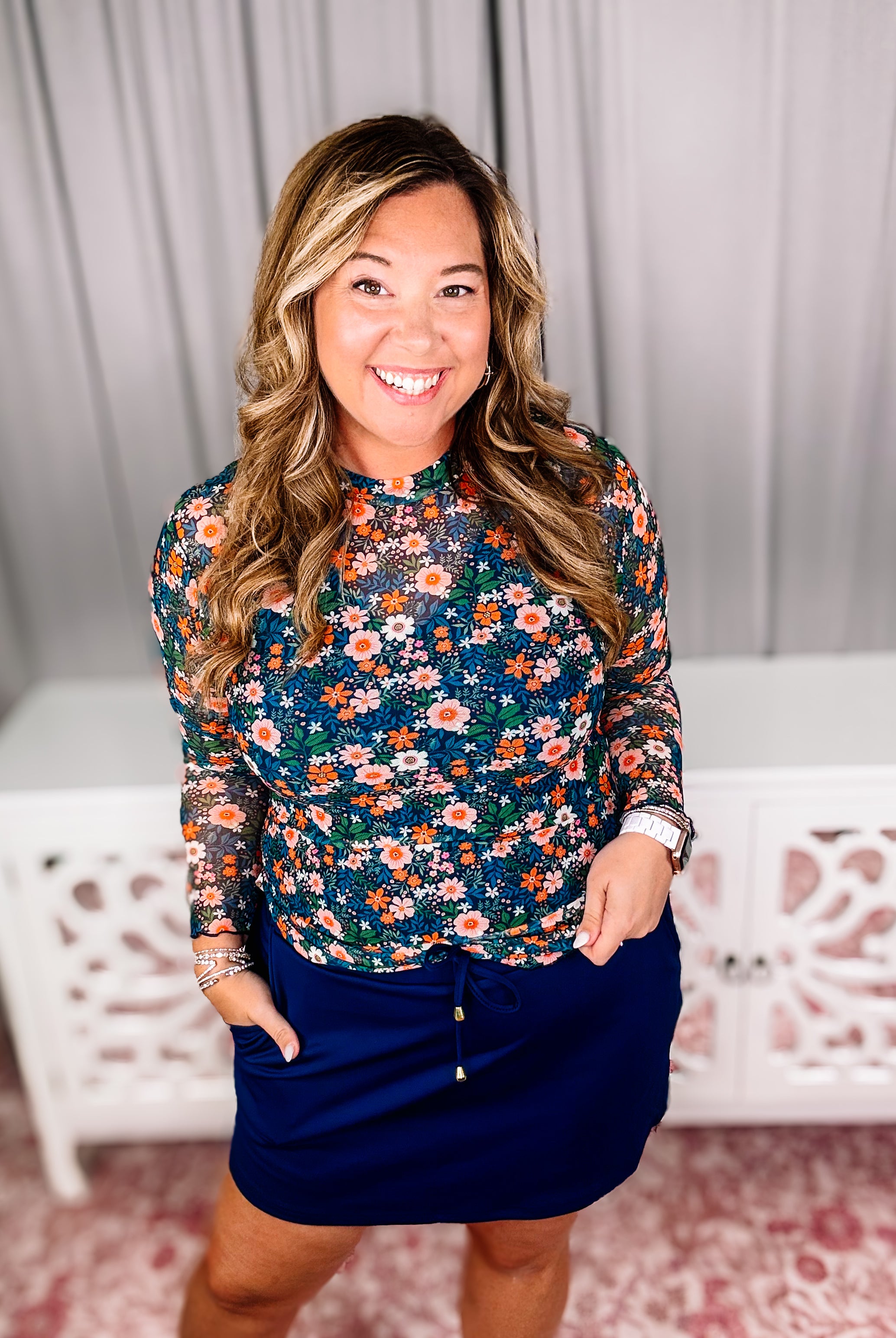 Kate Mesh Top - Gwen Floral-Mesh Top-Dear Me Southern Boutique, located in DeRidder, Louisiana