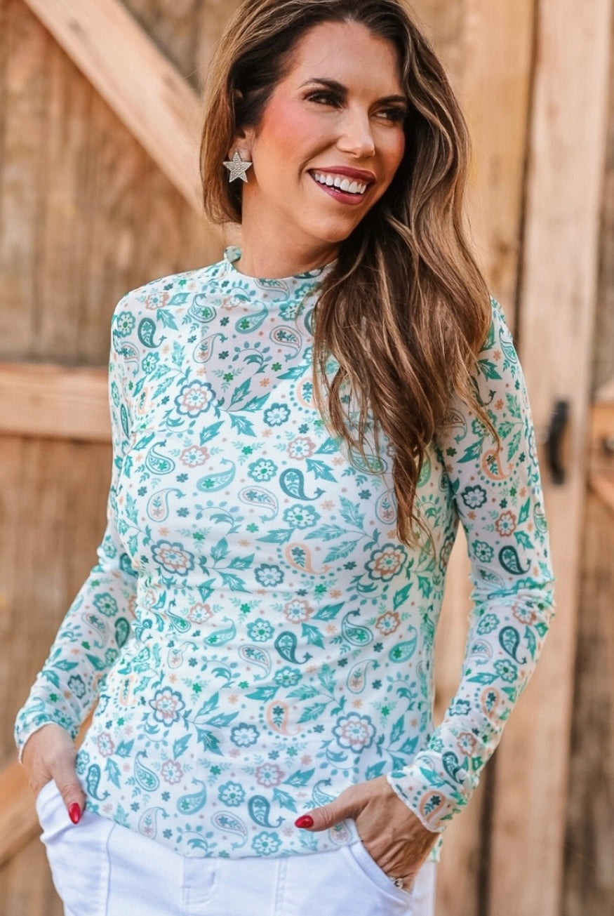 Kate Mesh Top - Western Paisley-Dear Me Southern Boutique, located in DeRidder, Louisiana